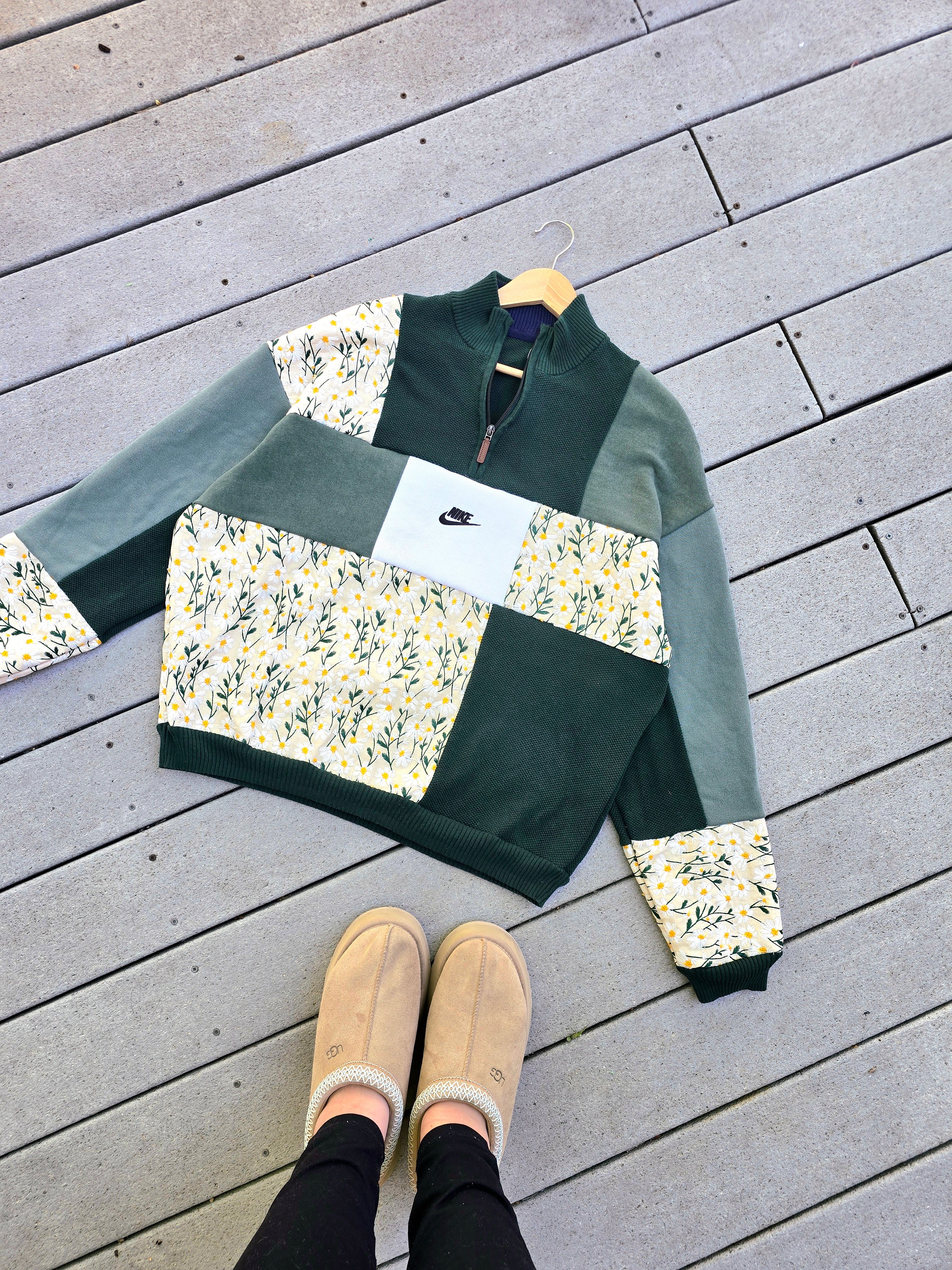 Forest Daisy Patchwork Quarter Zip (L/XL)