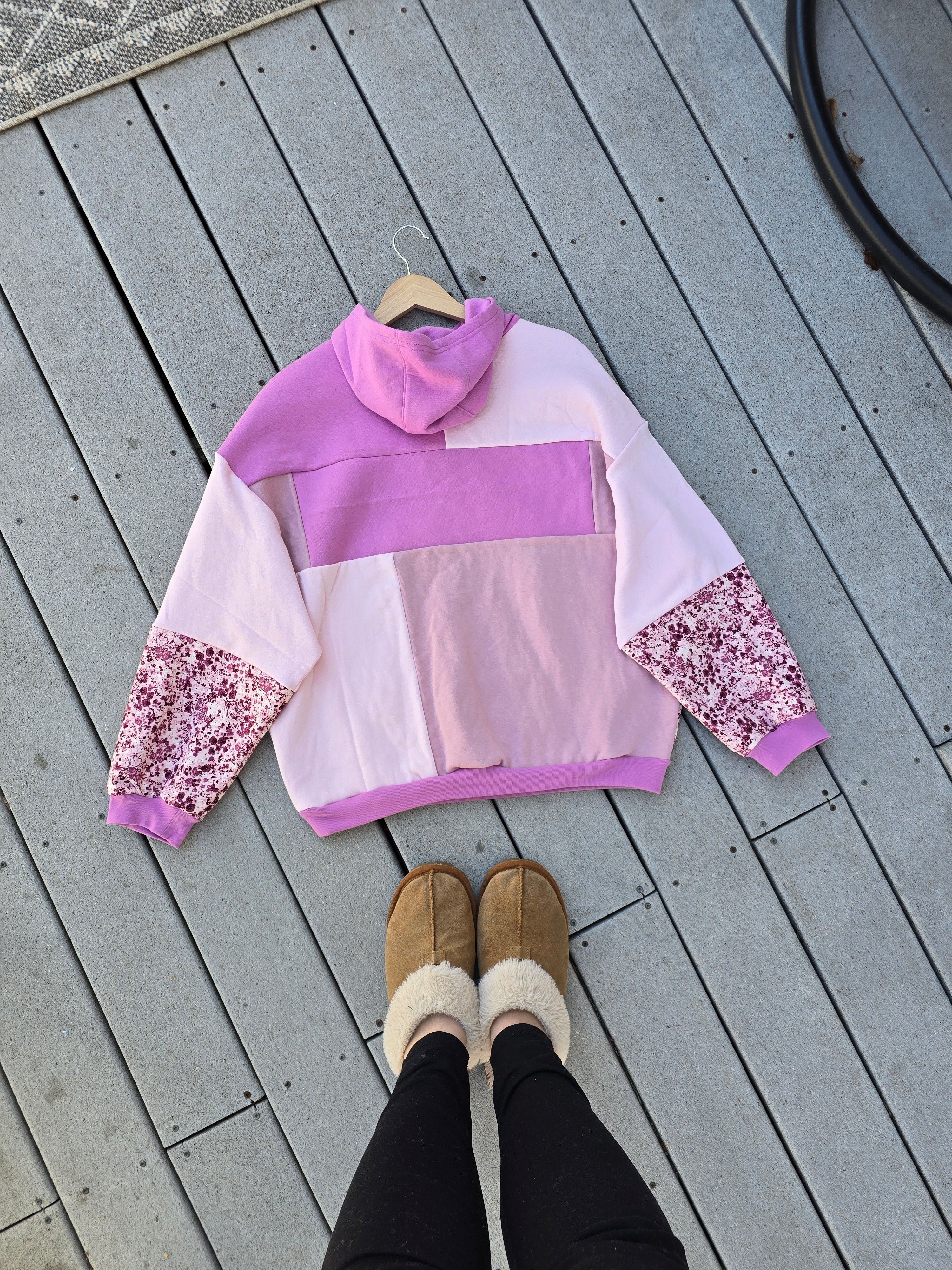 Blush & Bloom Patchwork Hoodie (L)