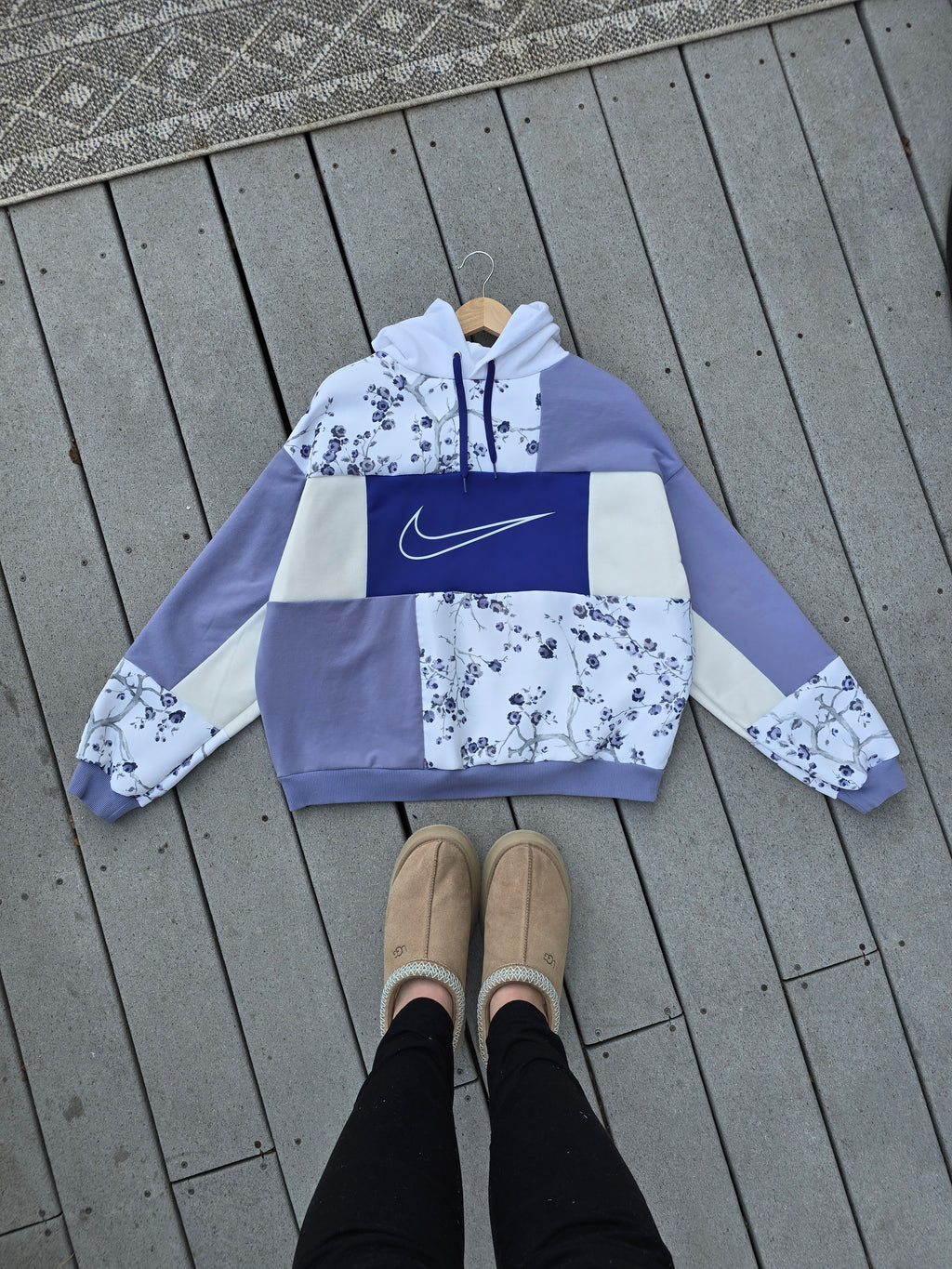 Lavender Blossom Patchwork Hoodie (L)