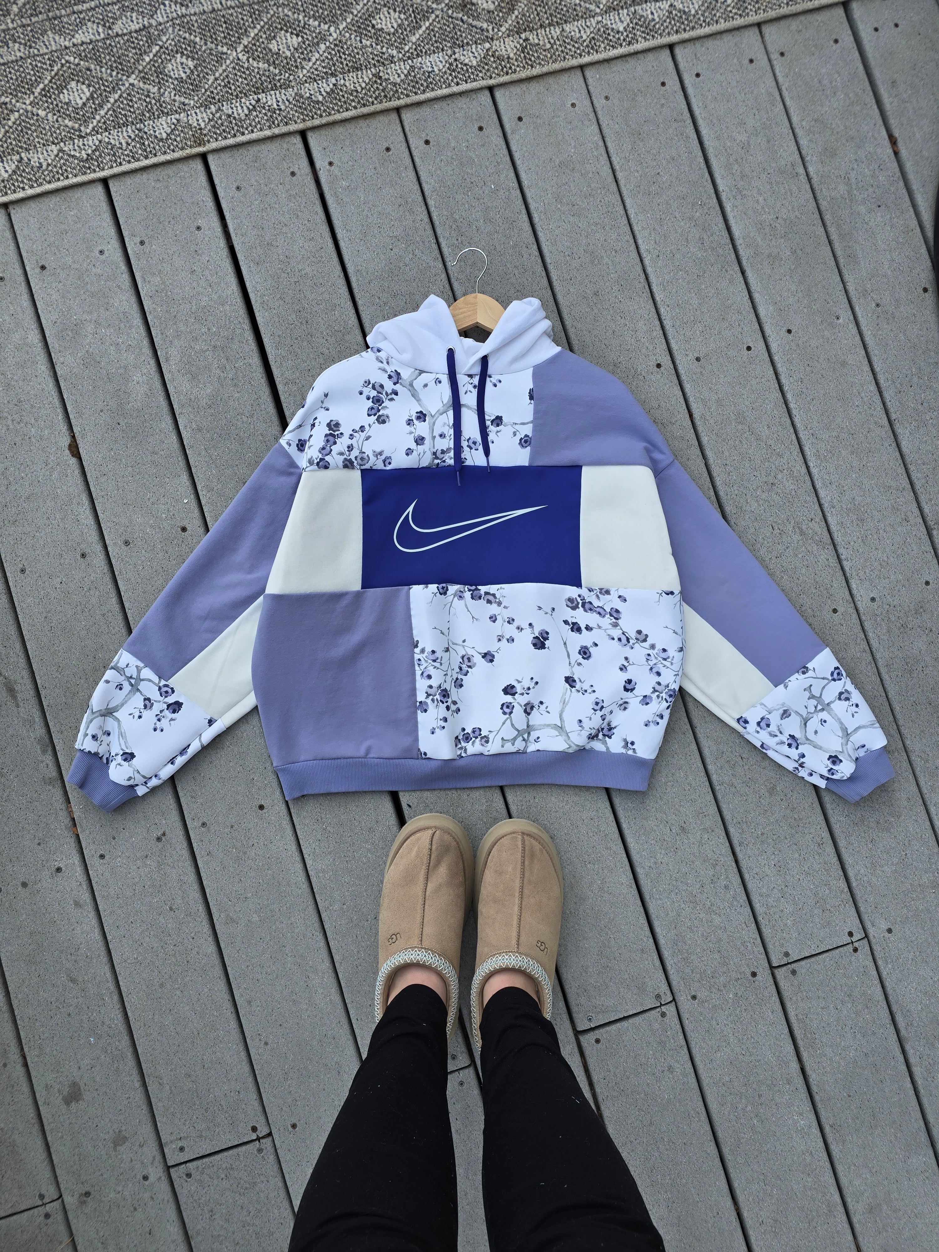 Lavender Blossom Patchwork Hoodie (L)