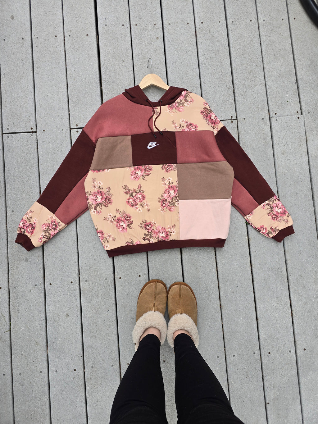 Mauve Meadows Patchwork Hoodie (L)