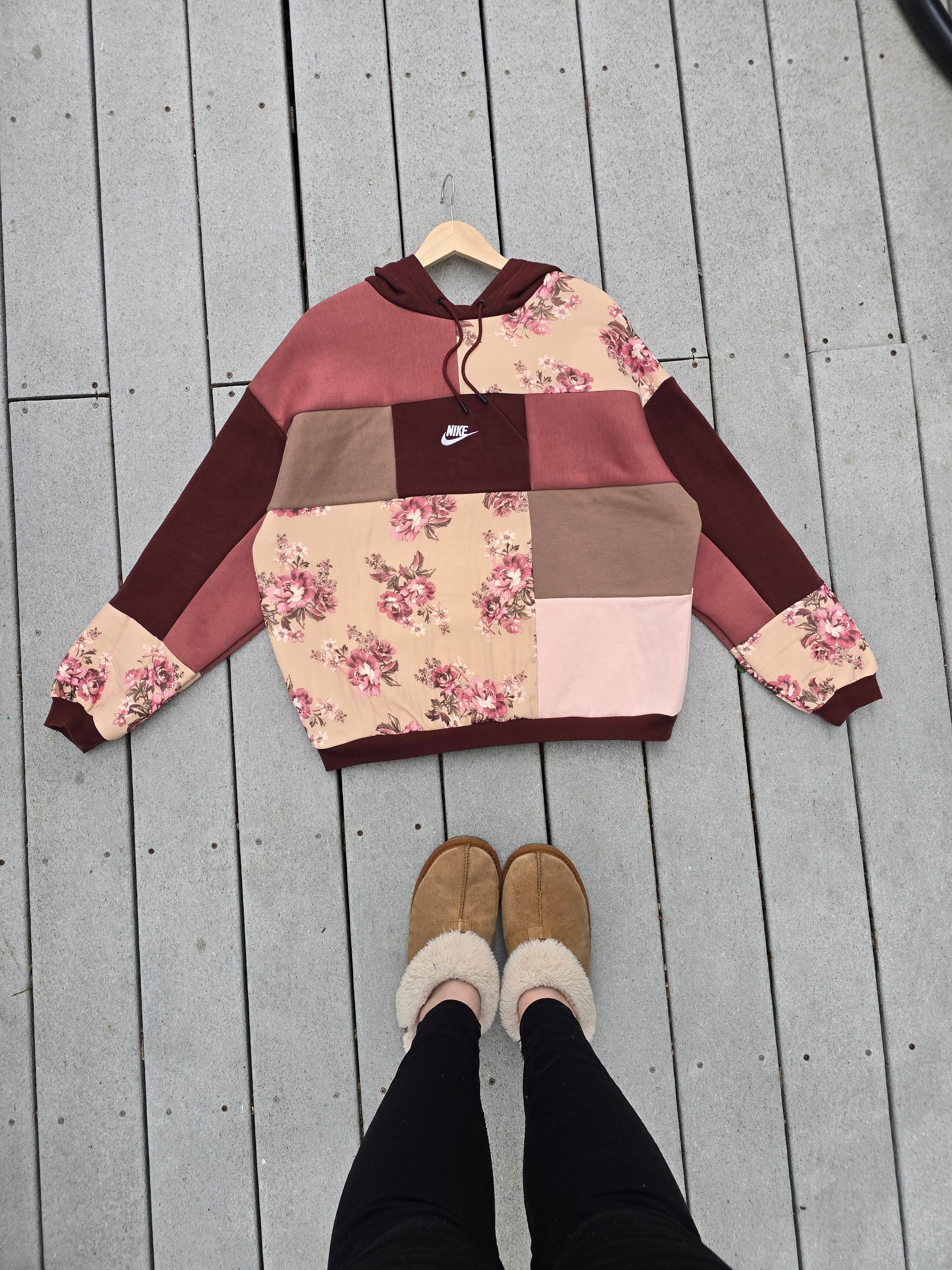 Mauve Meadows Patchwork Hoodie (L)