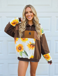 Sunflower Fields Patchwork Quarter Zip 🌻💫 (L)