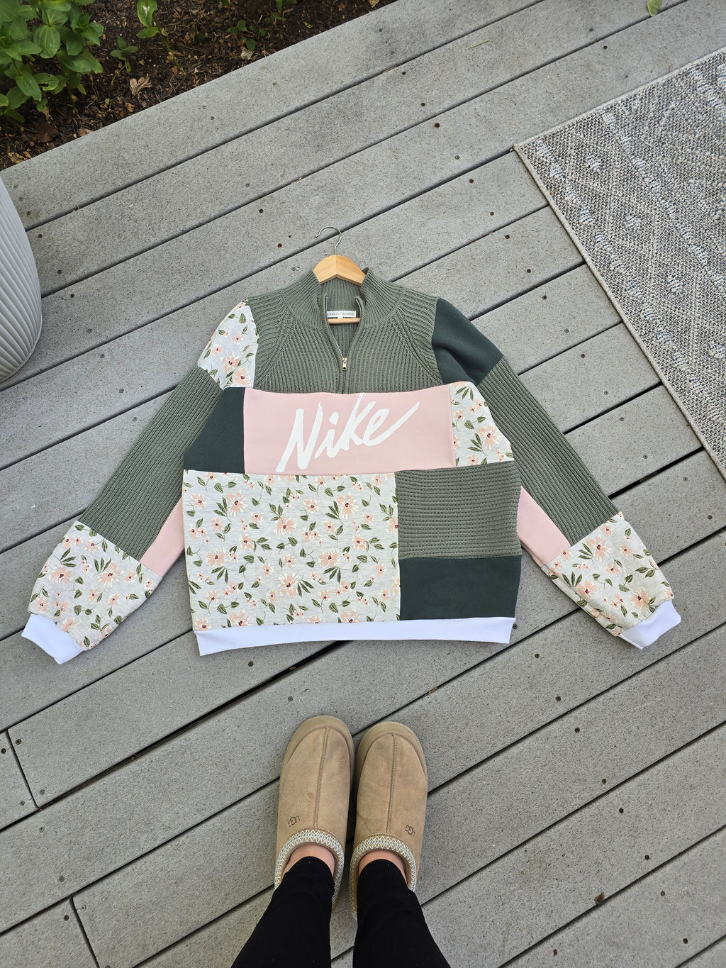 Sage Blossom Patchwork Quarter Zip ✨️ (M/L)