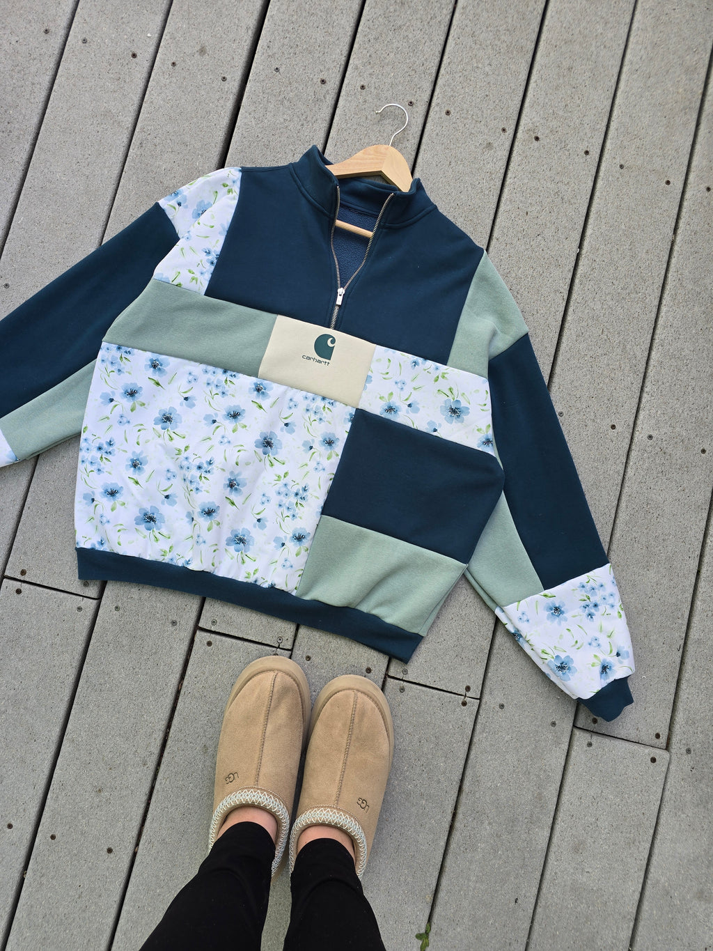 Twilight Bloom Patchwork Quarter Zip (L/XL)