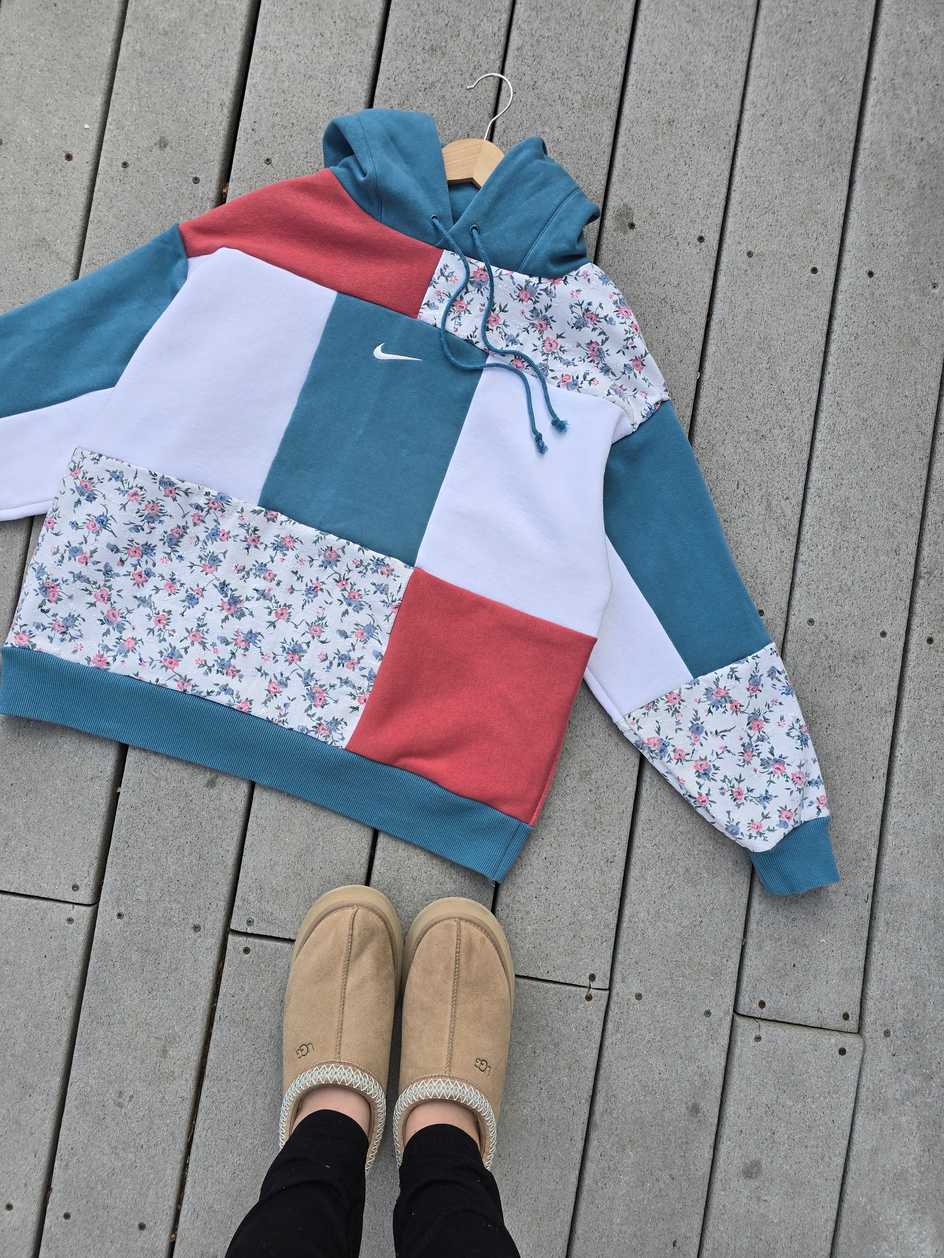 Sunset Bloom Patchwork Hoodie (XL)