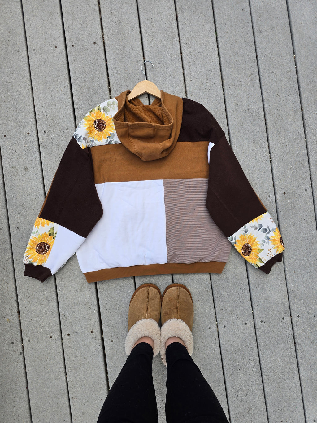 Sunflower Fields Patchwork Hoodie (L)