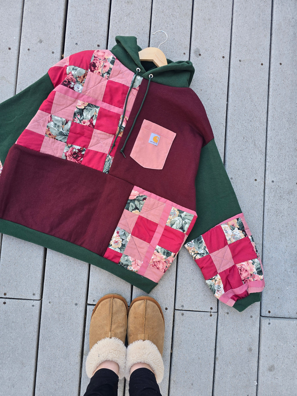 Strawberry Matcha Patchwork Hoodie (XL)