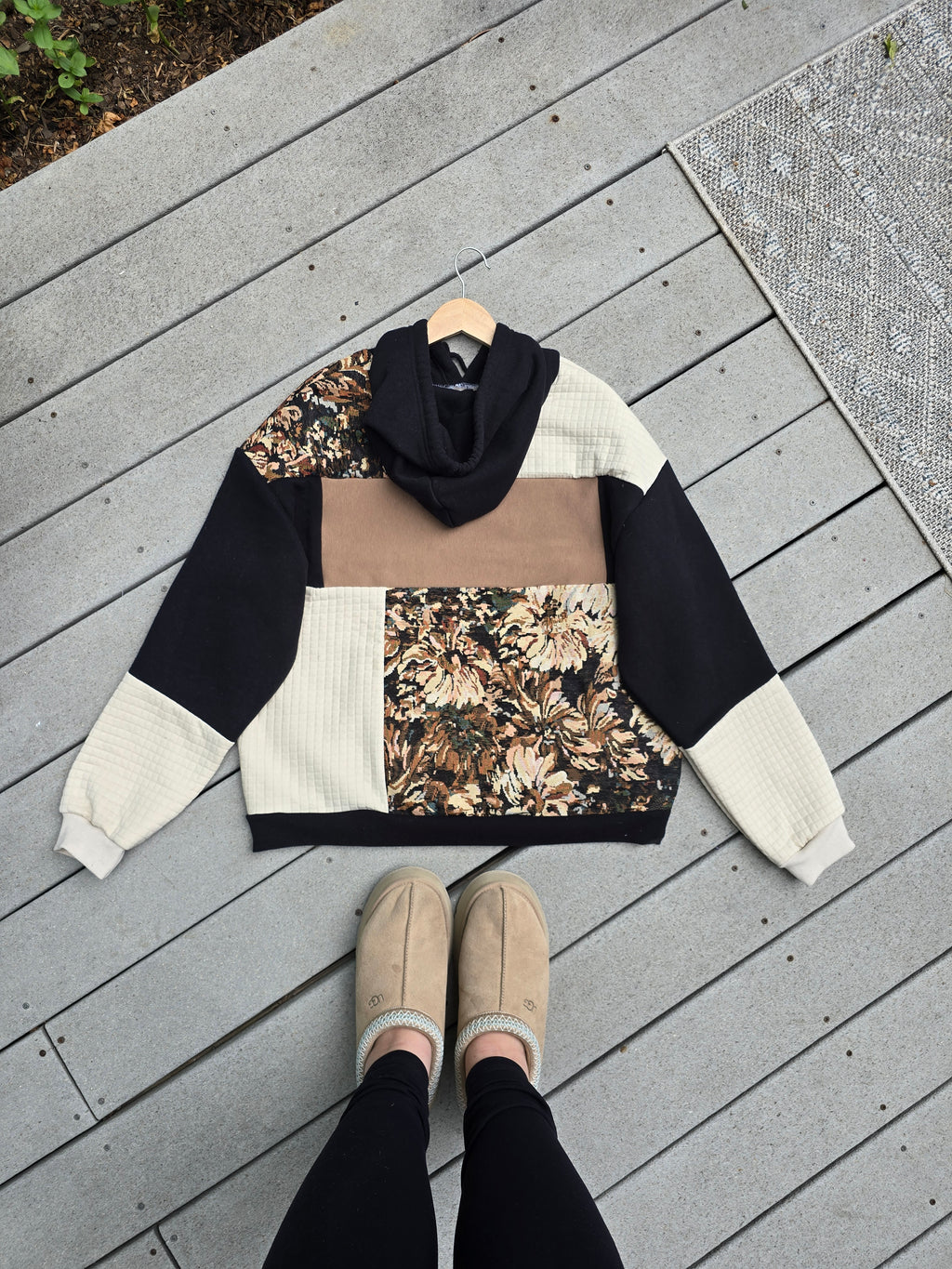 Rustic Bloom Patchwork Hoodie (XL)