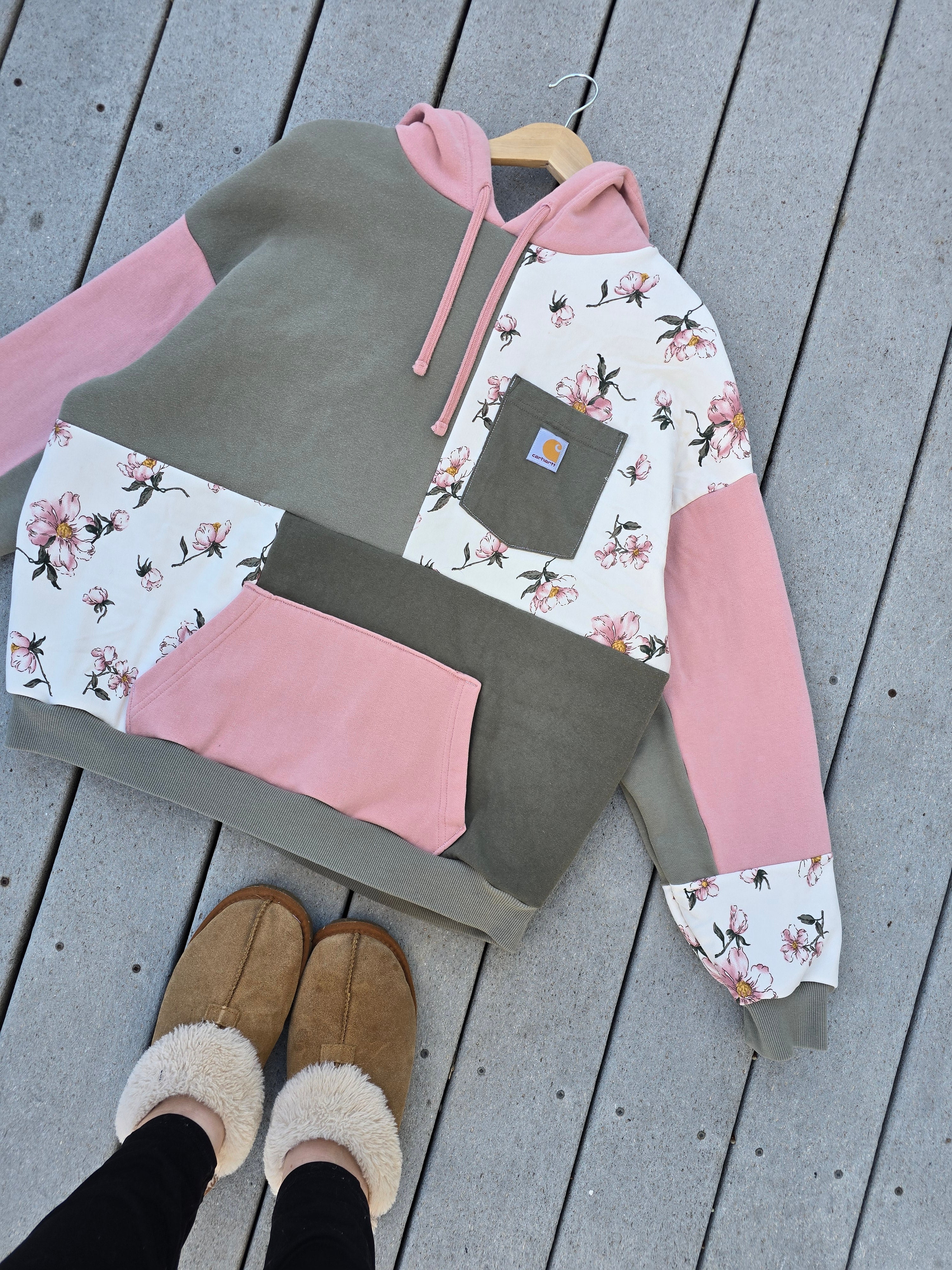 Sage Blossom Patchwork Hoodie (XL)