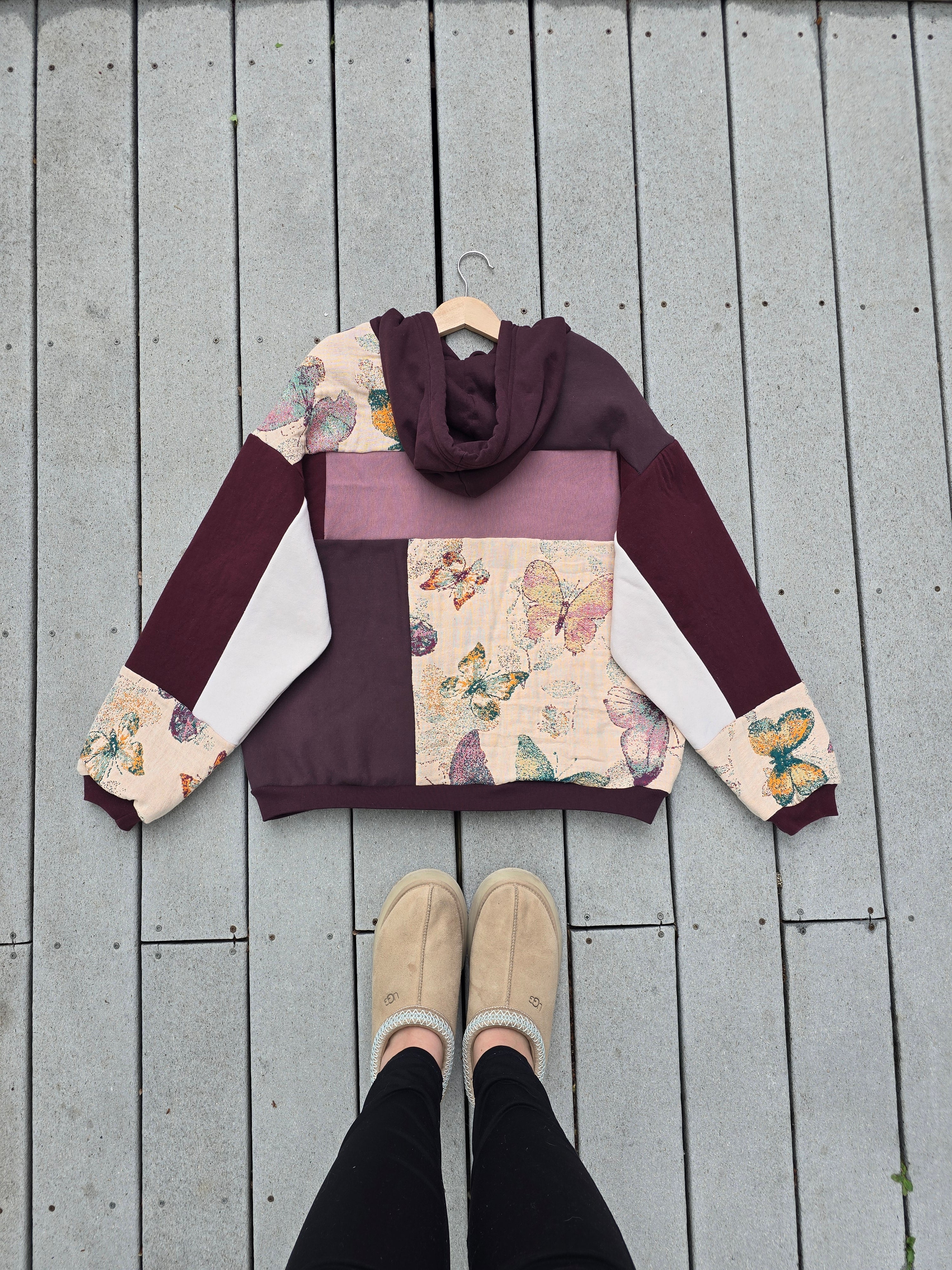 Enchanted Garden Butterfly Patchwork Hoodie (XL)