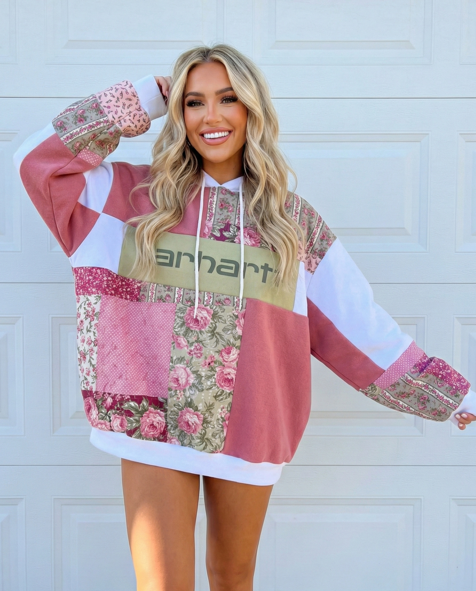 Strawberry Matcha Patchwork Hoodie (XL)