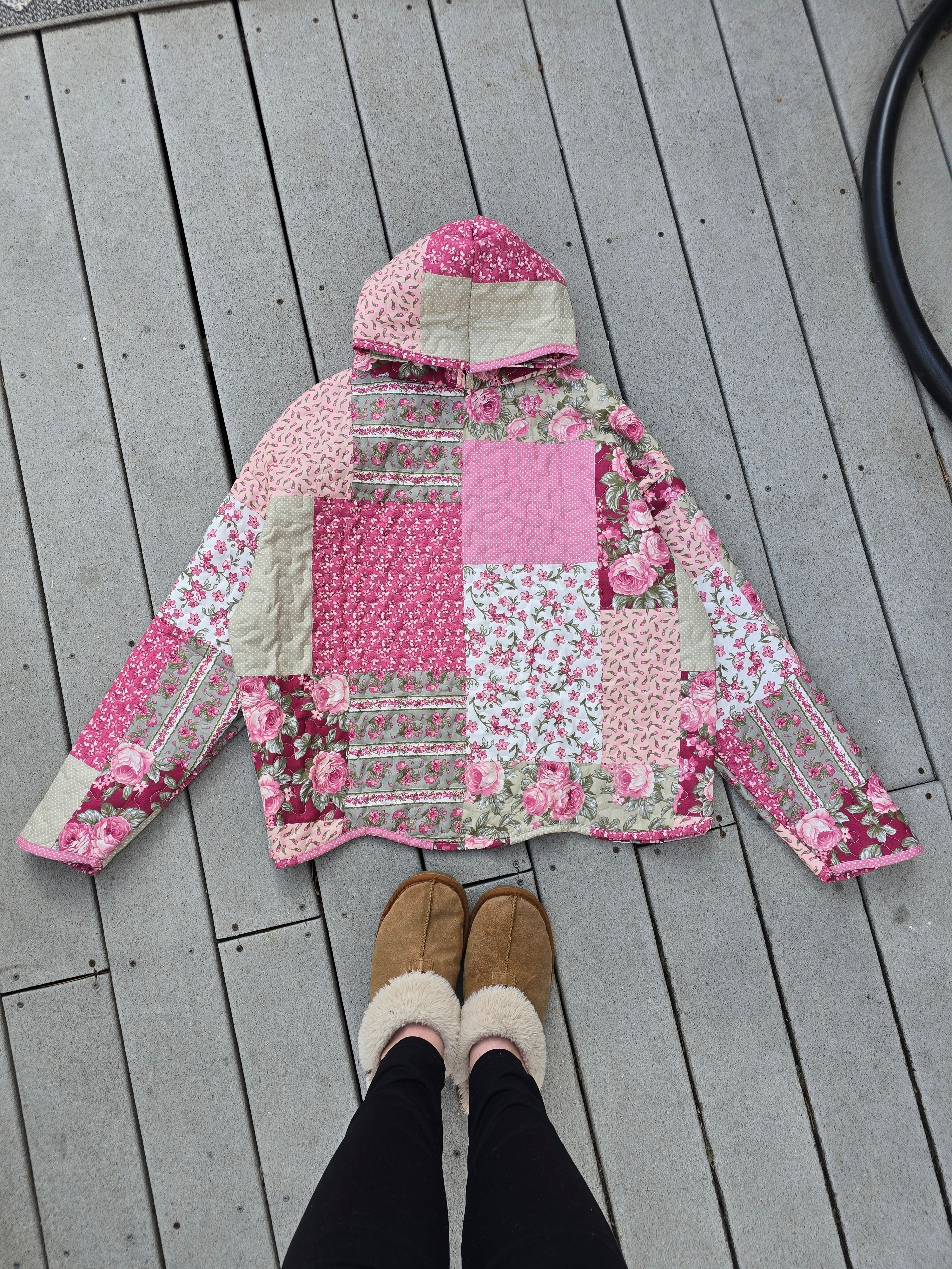 Pink Petal Quilted Hoodie (XL)