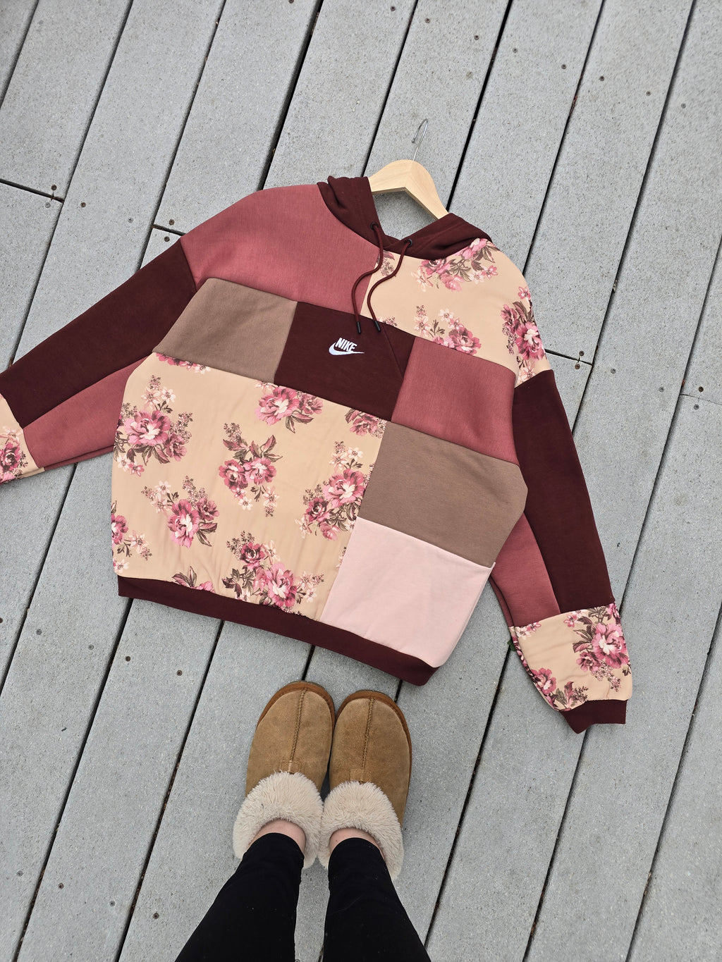 Mauve Meadows Patchwork Hoodie (L)