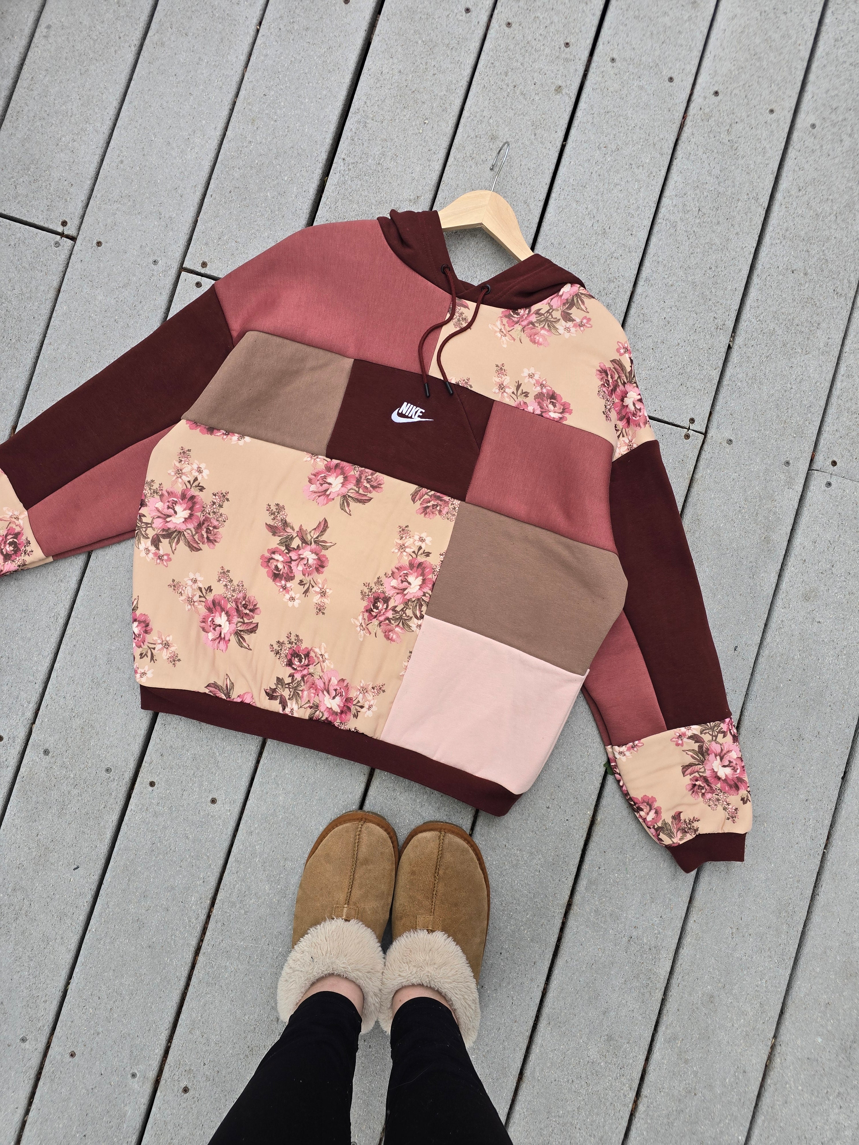 Mauve Meadows Patchwork Hoodie (L)