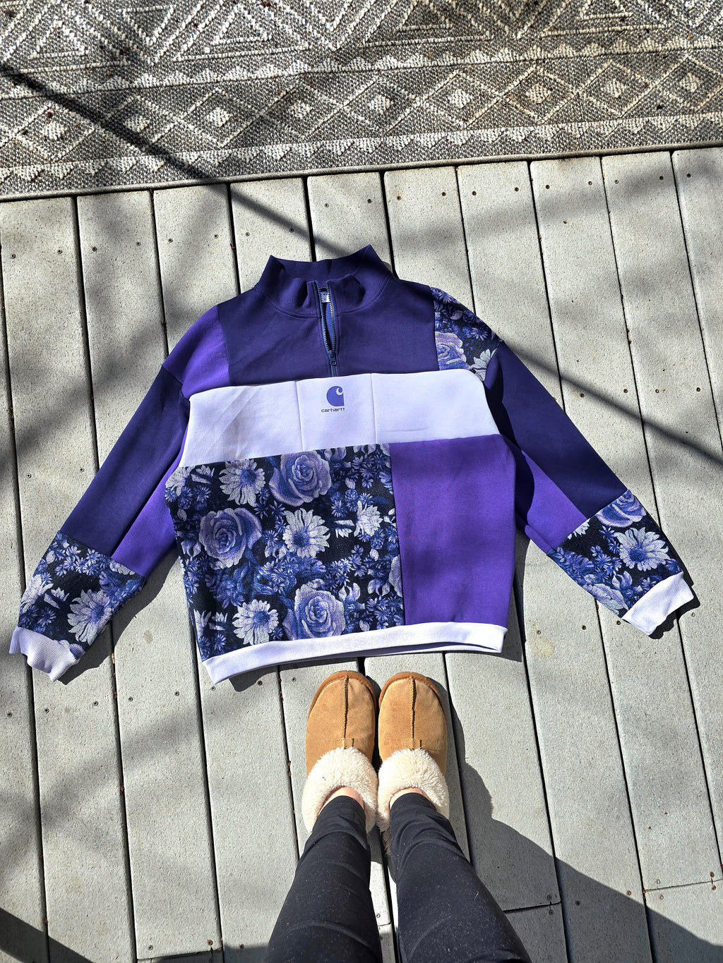 Lavender Rose Patchwork Quarter Zip (L)