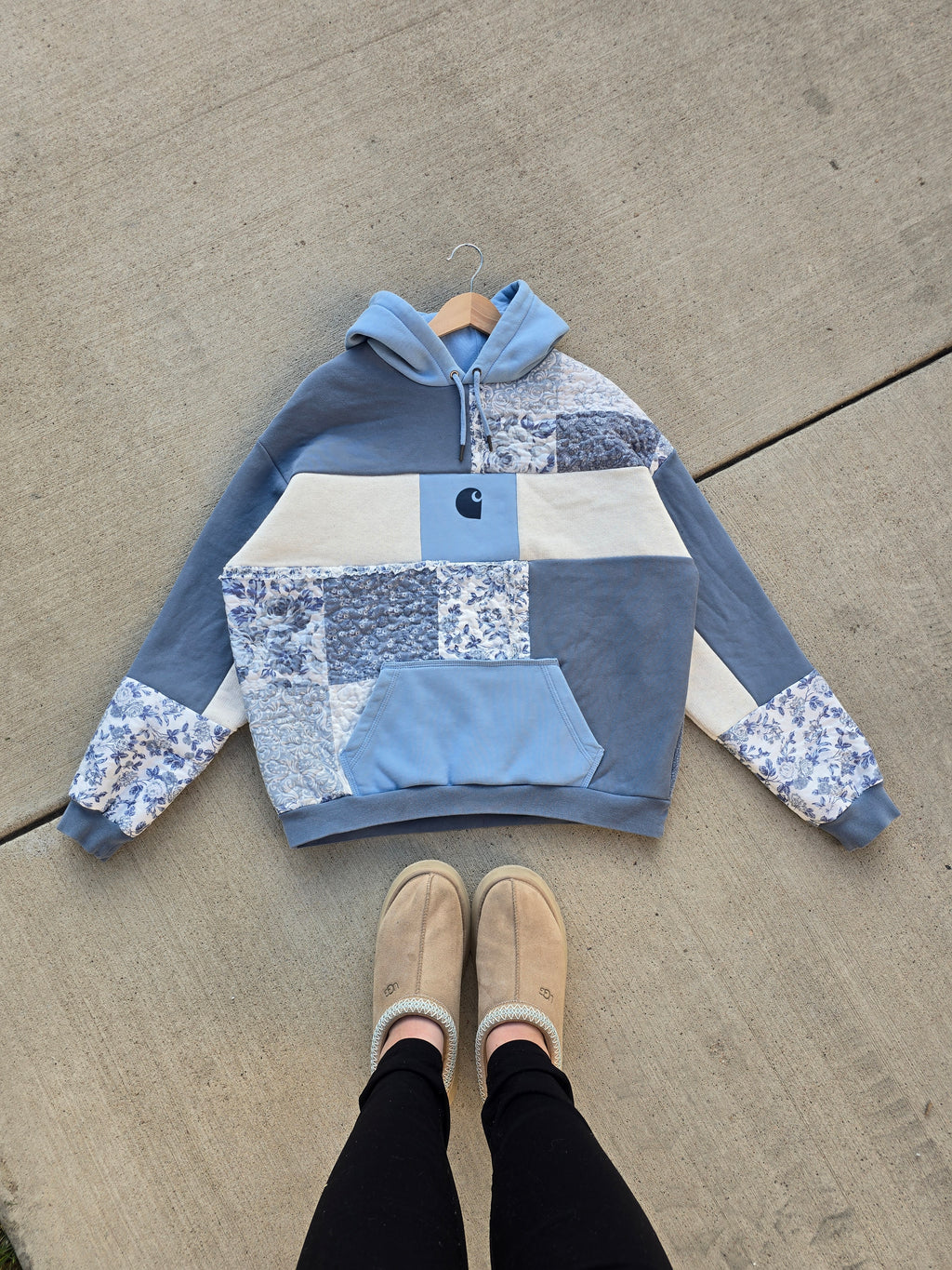 Seaside Florals Patchwork Hoodie 🌊🌸 (XL)