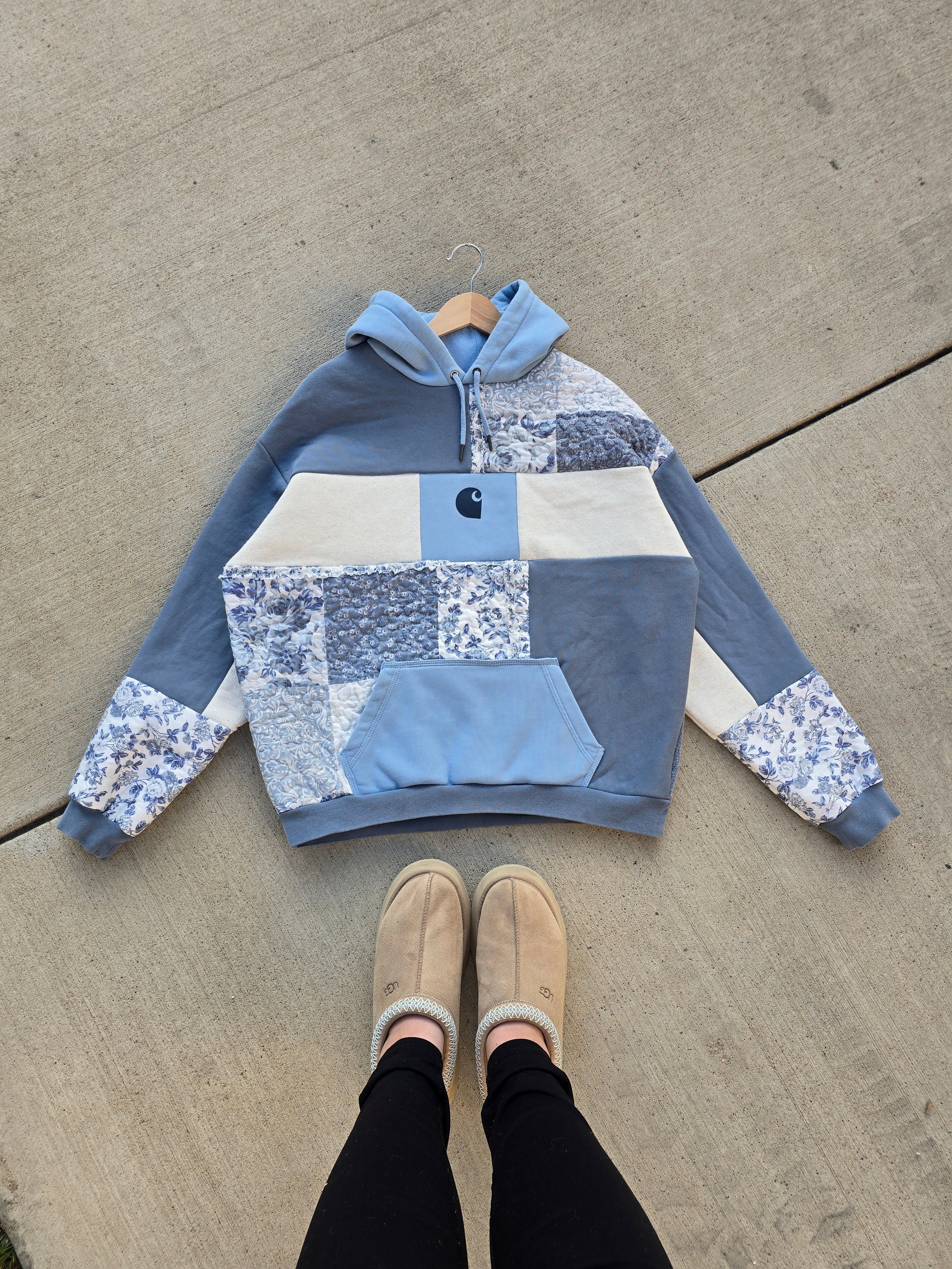 Seaside Florals Patchwork Hoodie 🌊🌸 (XL)