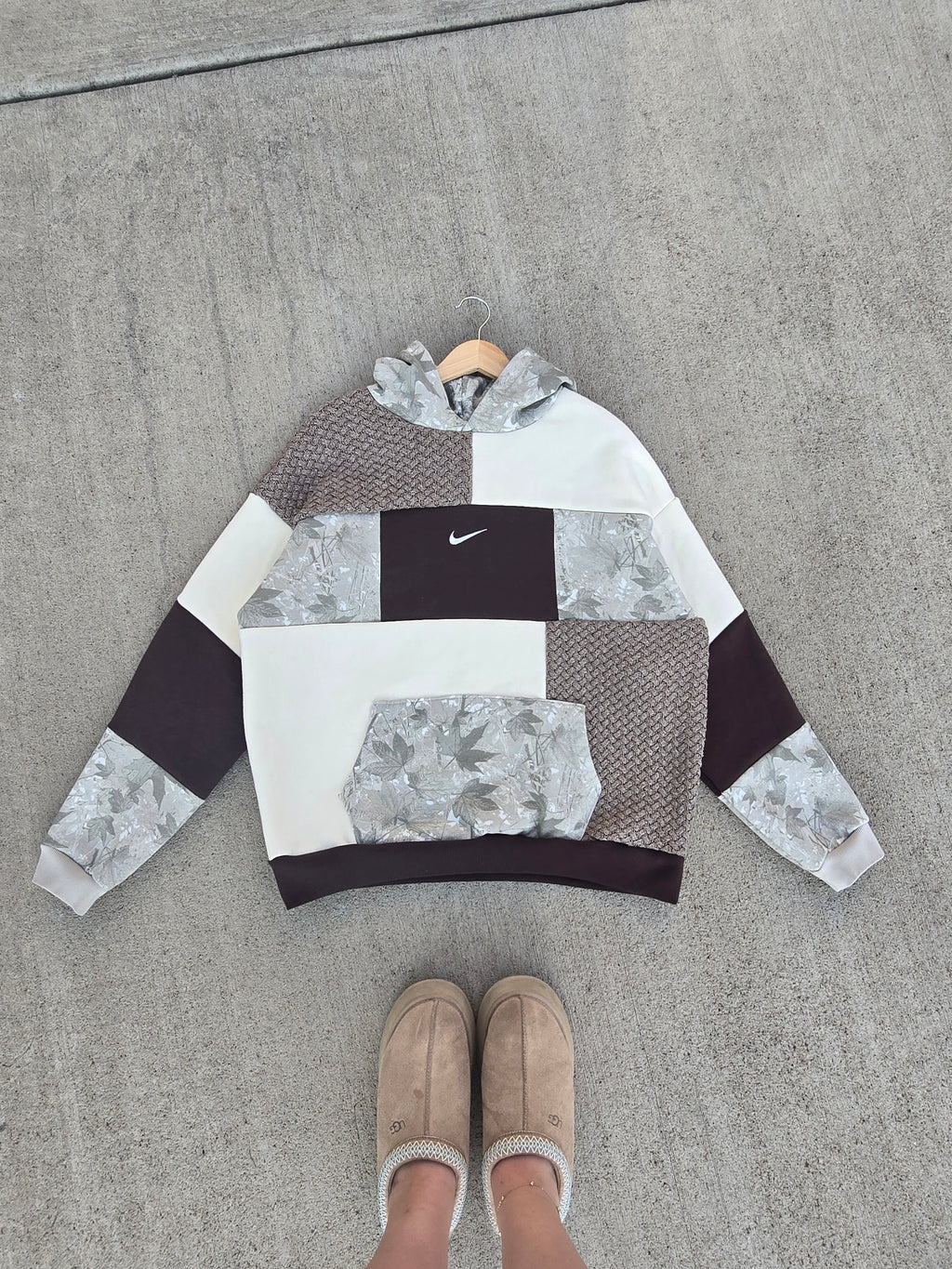 Woodland Camo Patchwork Hoodie ✨️ (L)