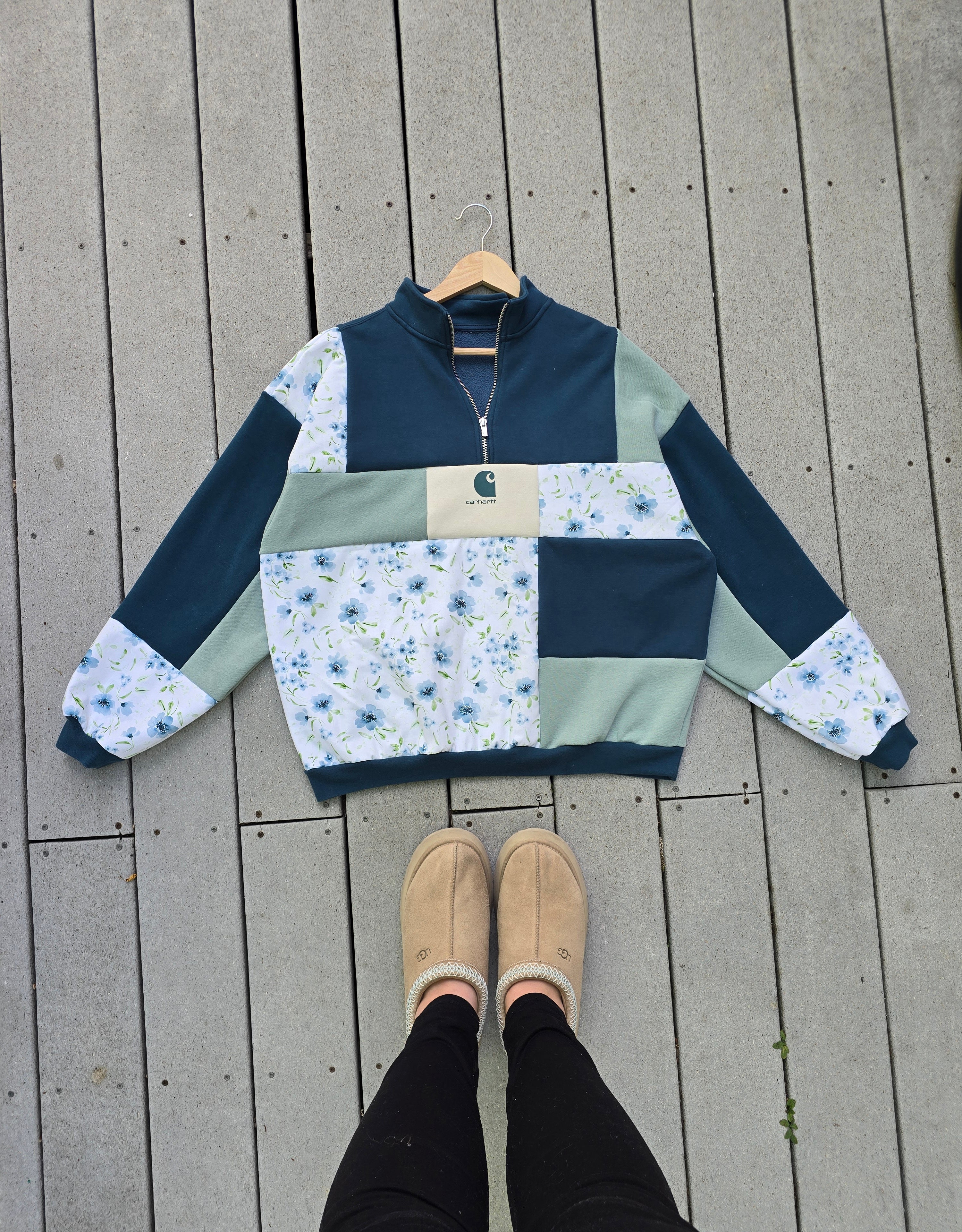 Twilight Bloom Patchwork Quarter Zip (L/XL)