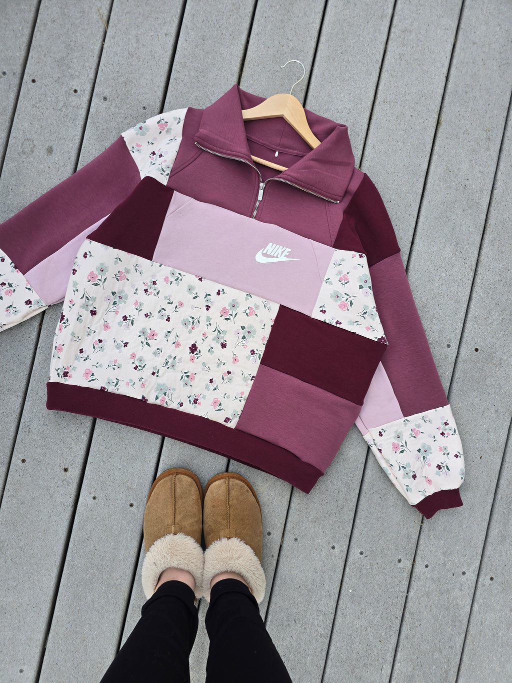 Wine & Wildflowers Patchwork Quarter Zip (XL)