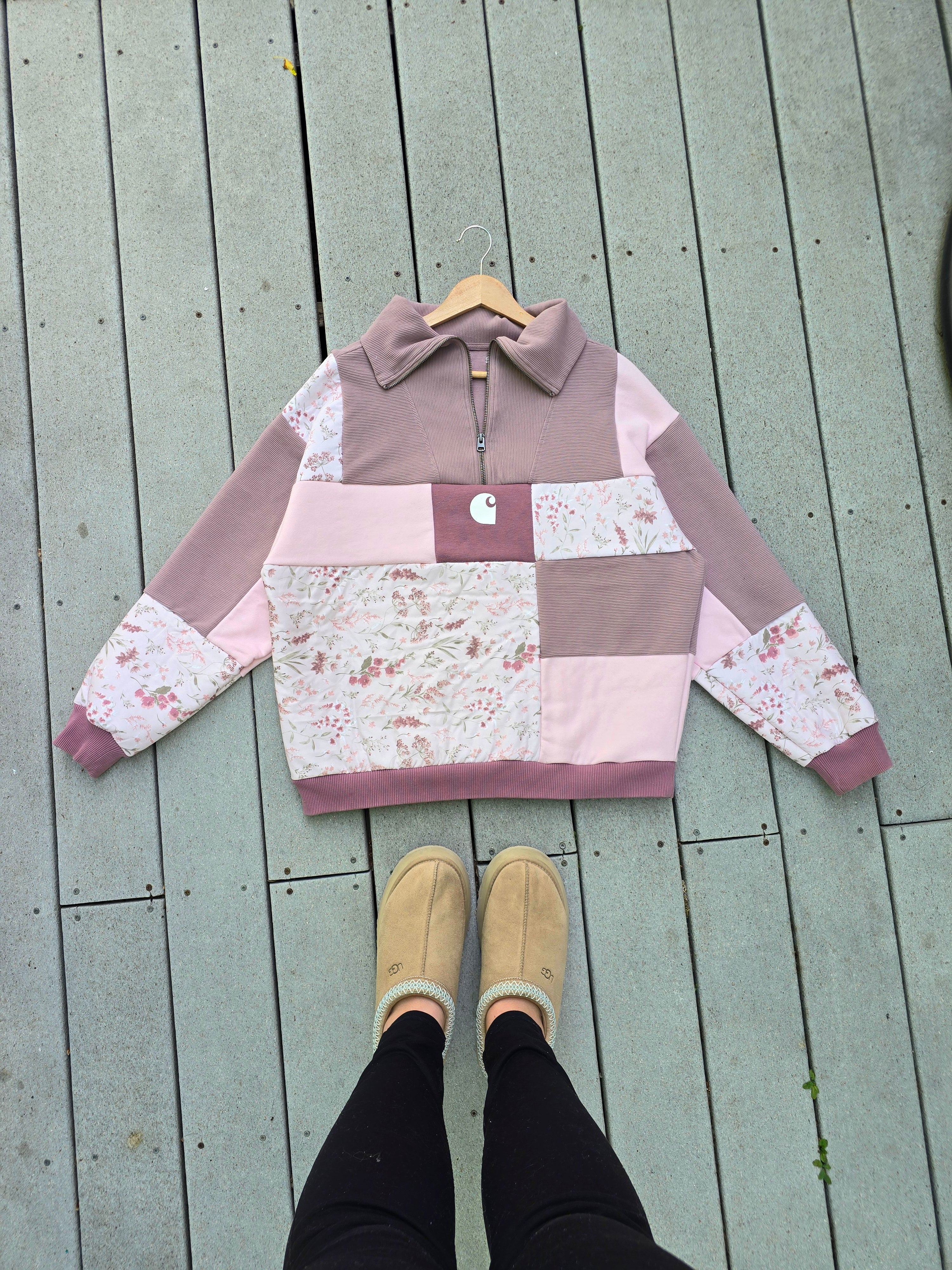 Blush Blossom Patchwork Quarter Zip (L)