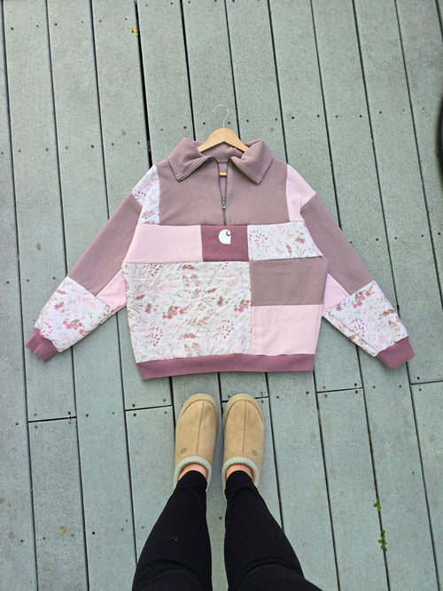 Blush Blossom Patchwork Quarter Zip (L)