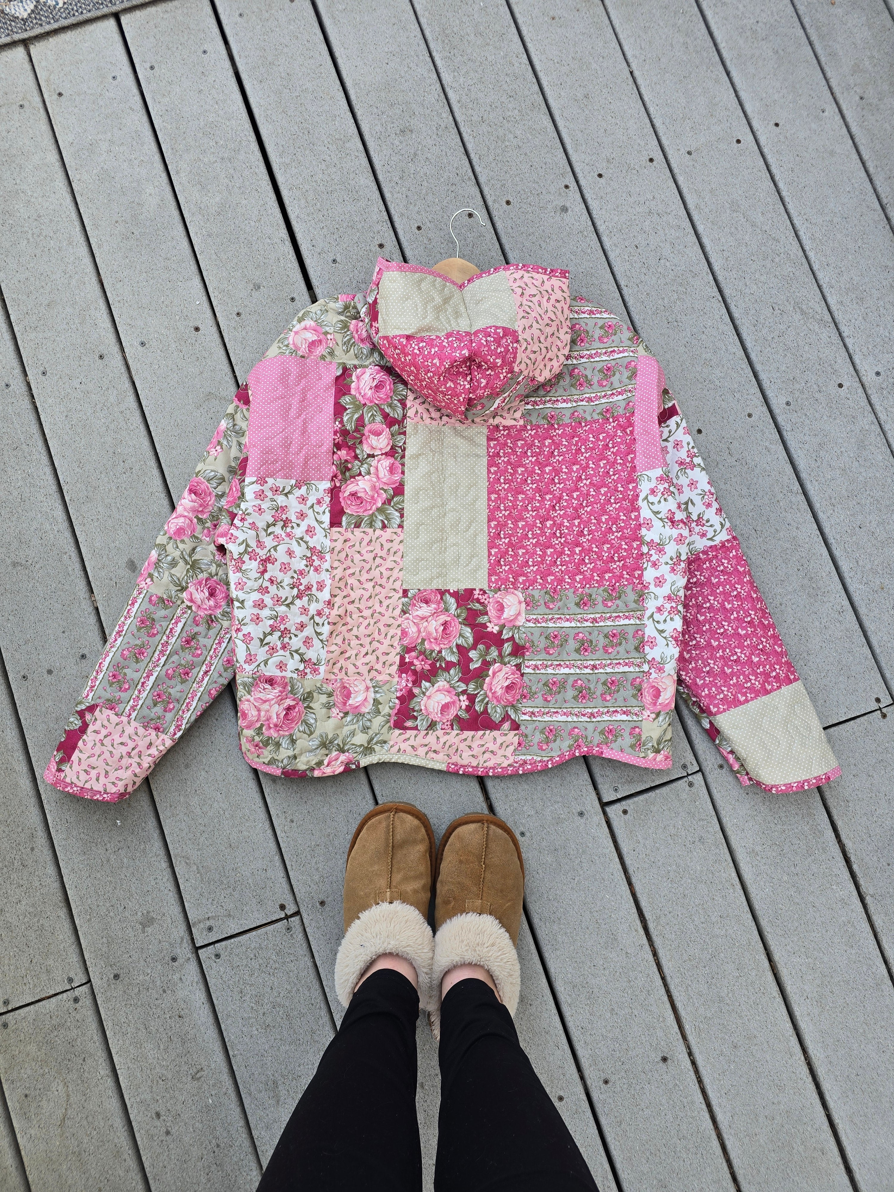 Pink Petal Quilted Hoodie (XL)