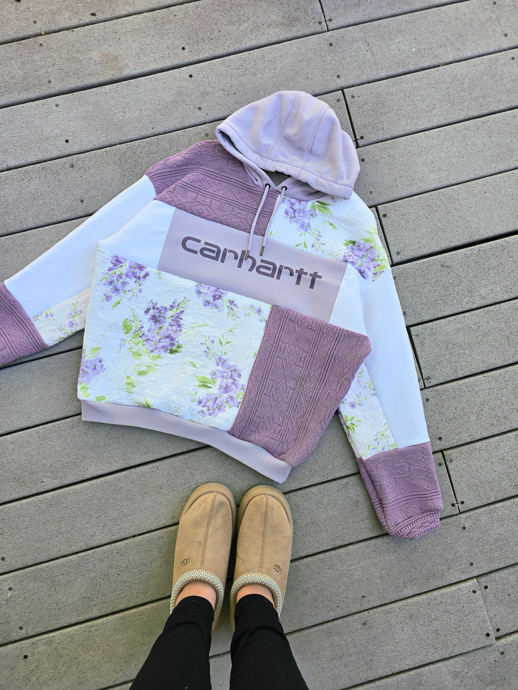 Lilac Blossom Patchwork Hoodie (L)