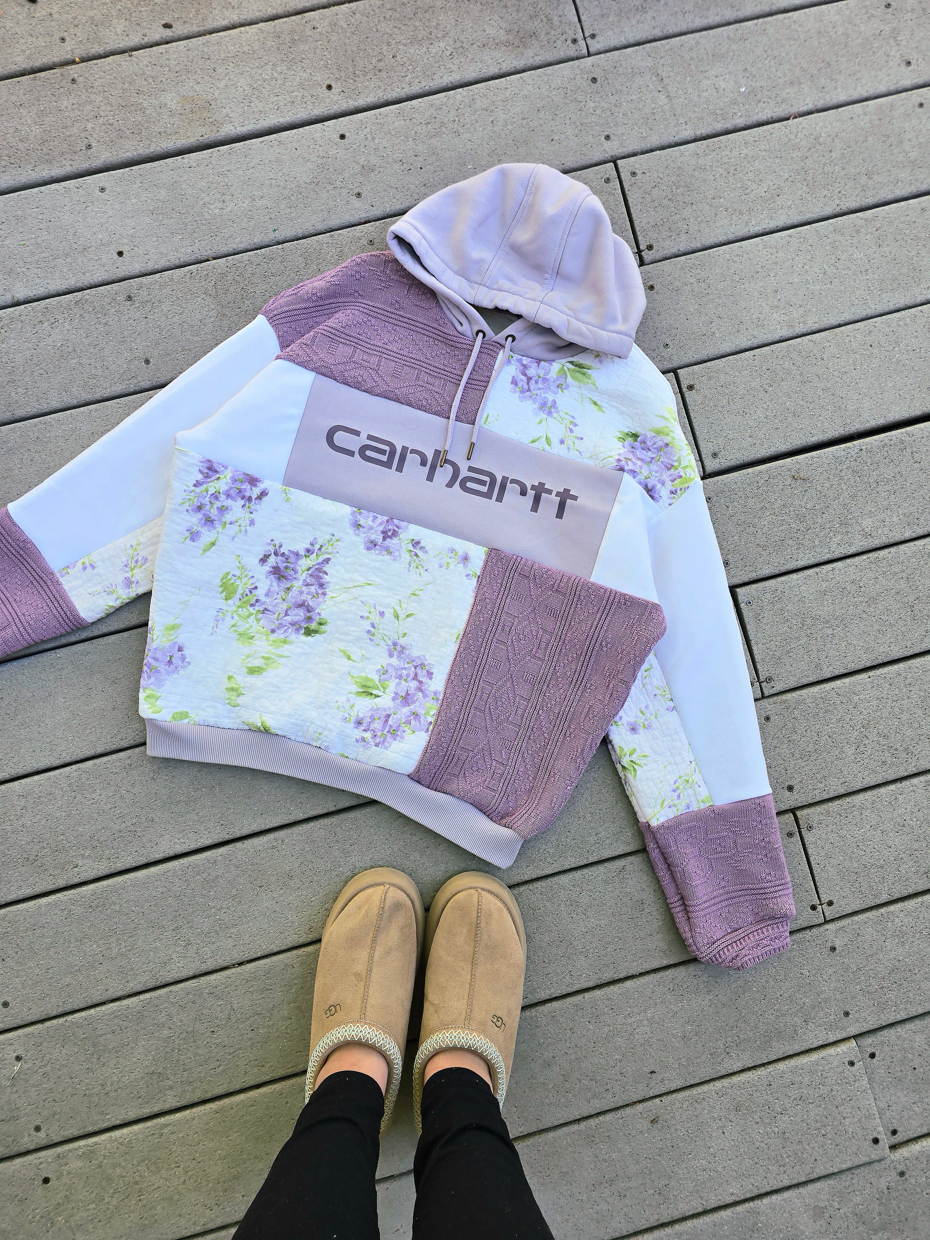 Lilac Blossom Patchwork Hoodie (L)