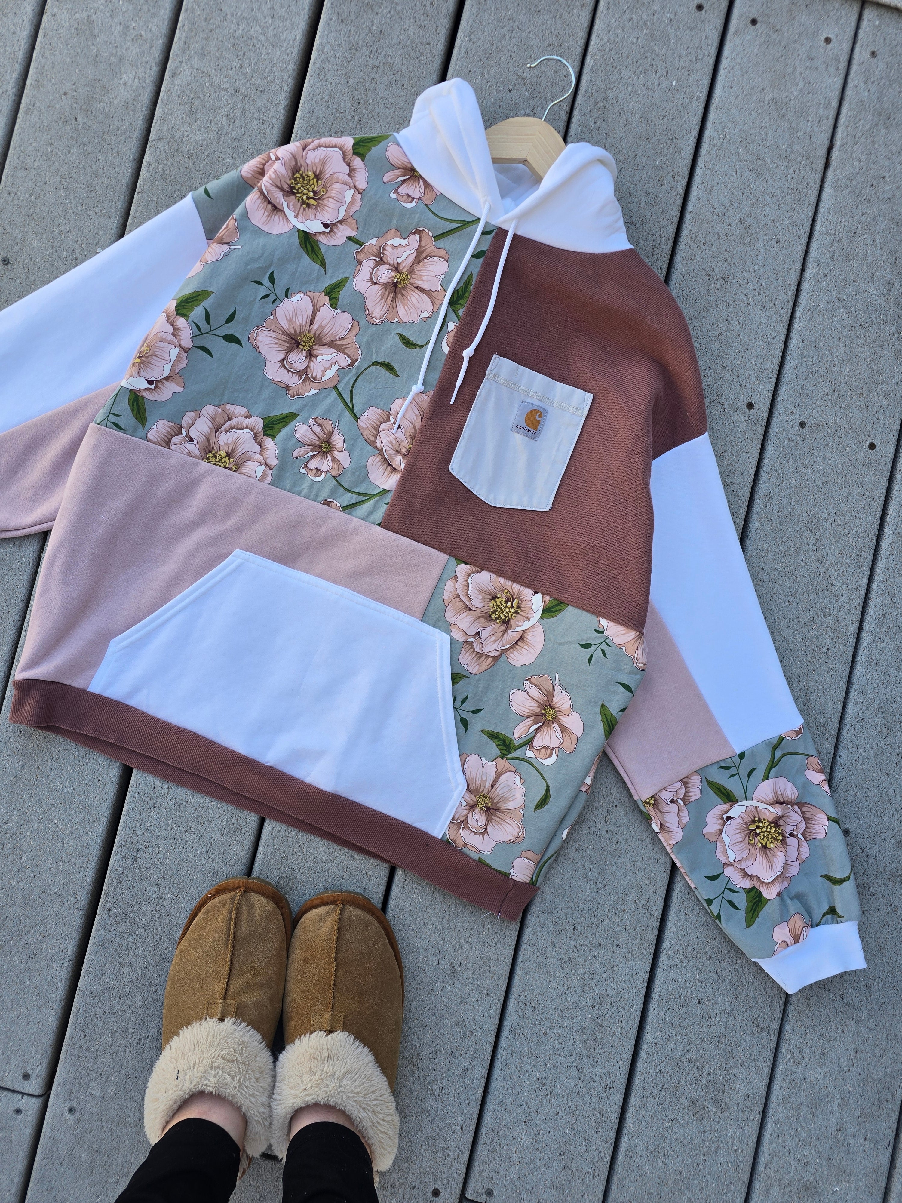 Dusty Rose Patchwork Hoodie (L)