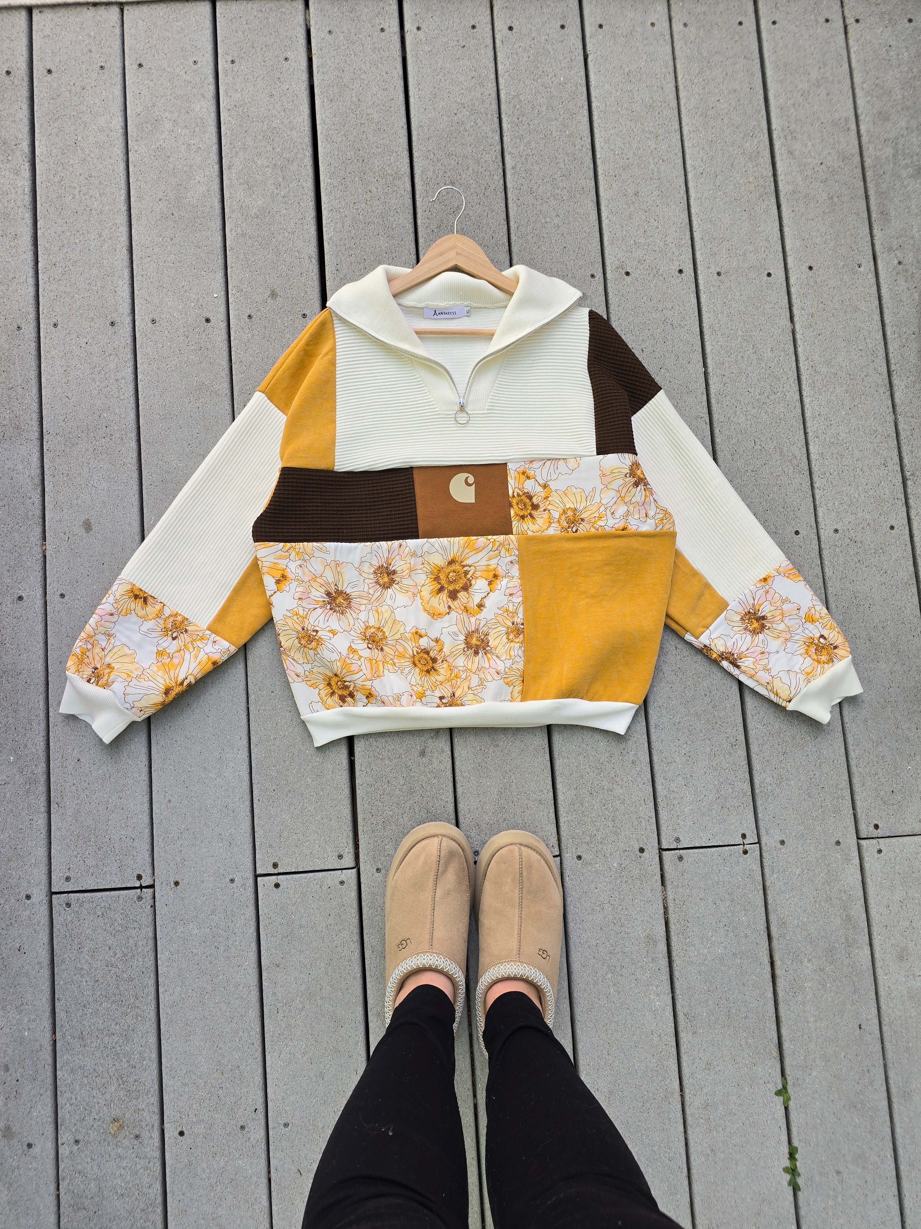 Golden Hour Patchwork Quarter Zip (L)