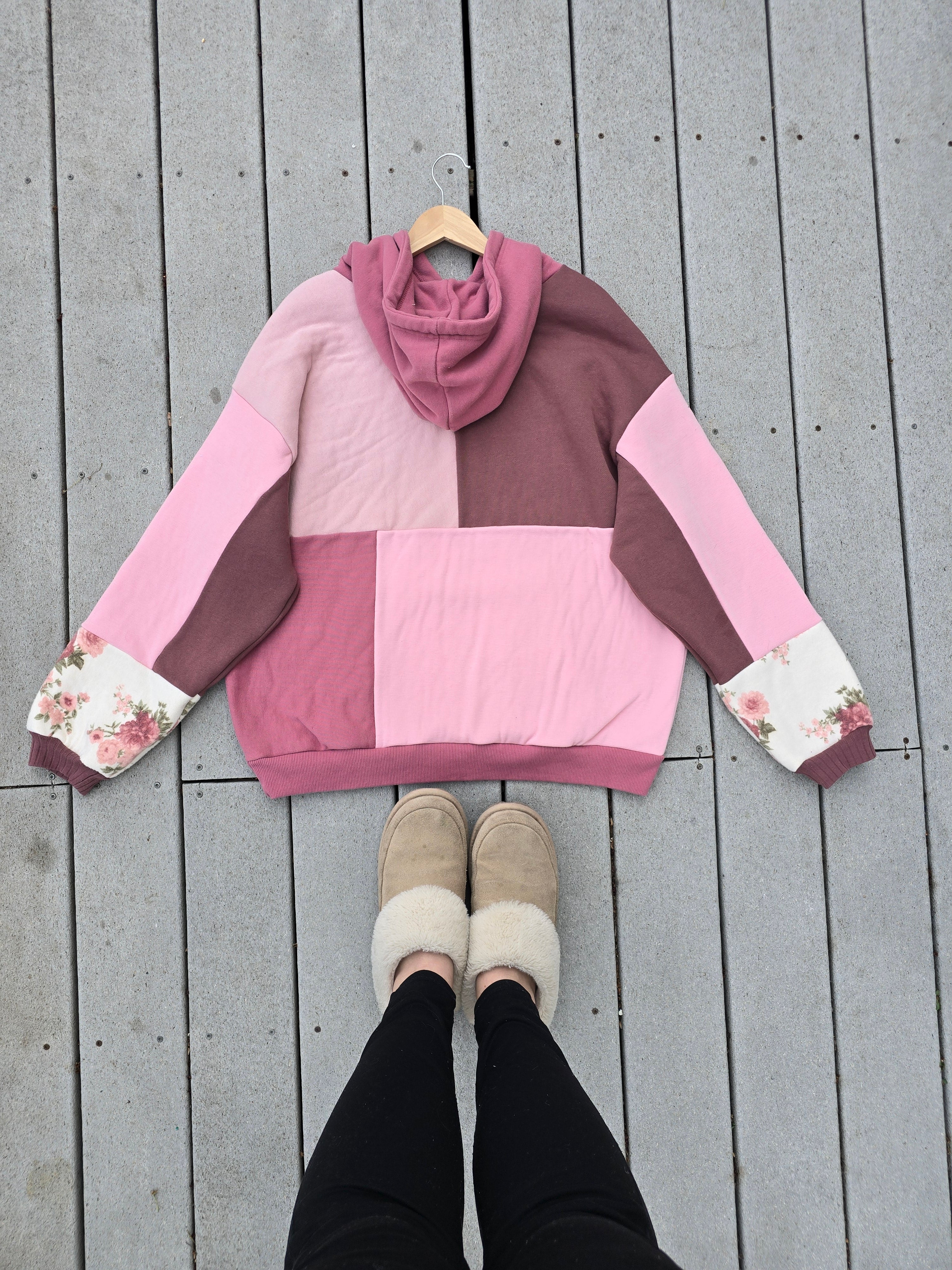 Whimsical Rose Patchwork Hoodie (XL)