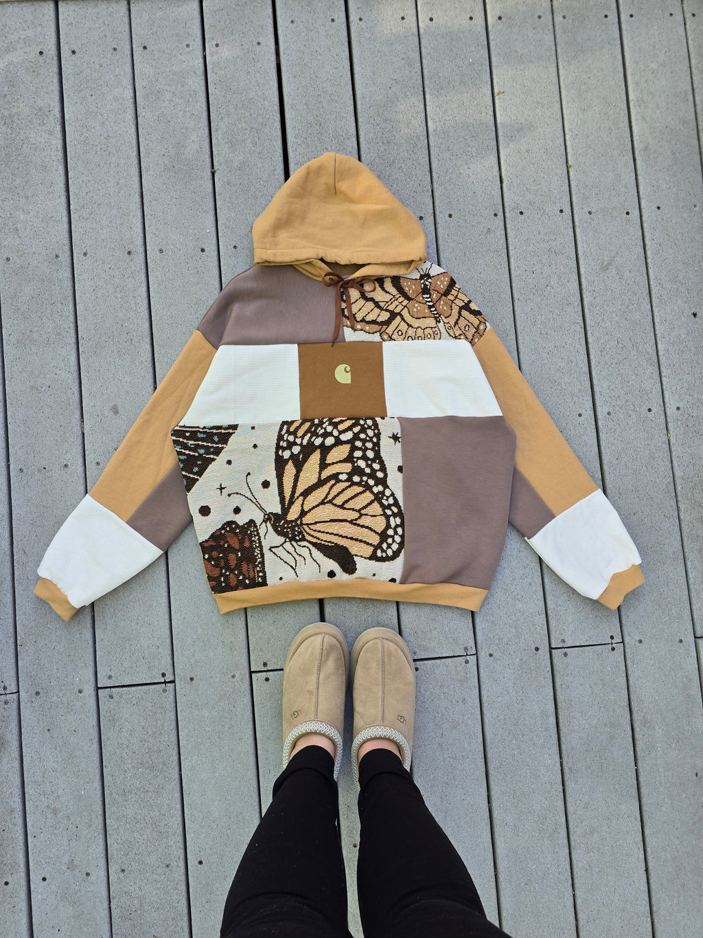 Monarch Meadow Patchwork Hoodie 🦋💫 (XL)