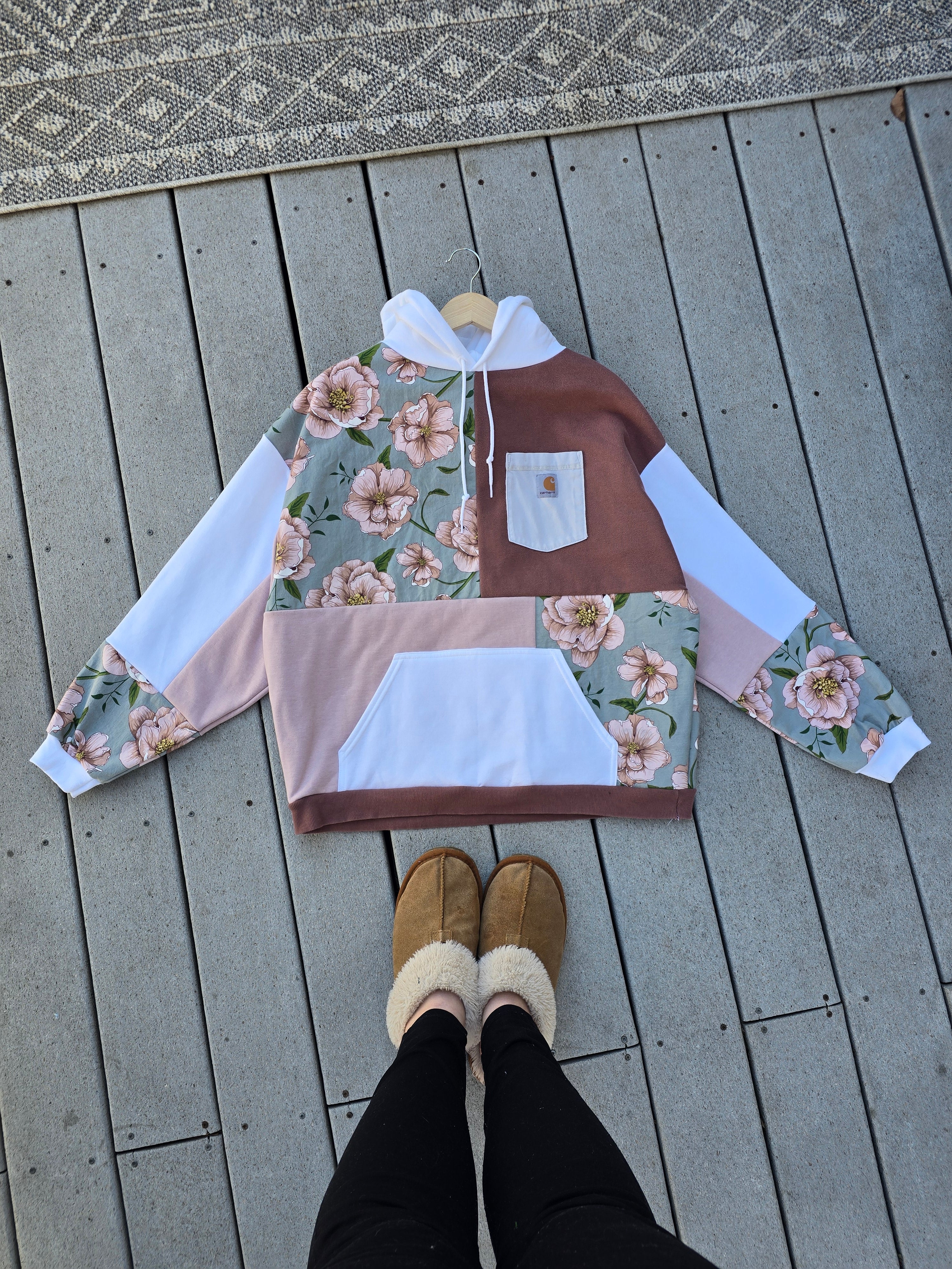 Dusty Rose Patchwork Hoodie (L)