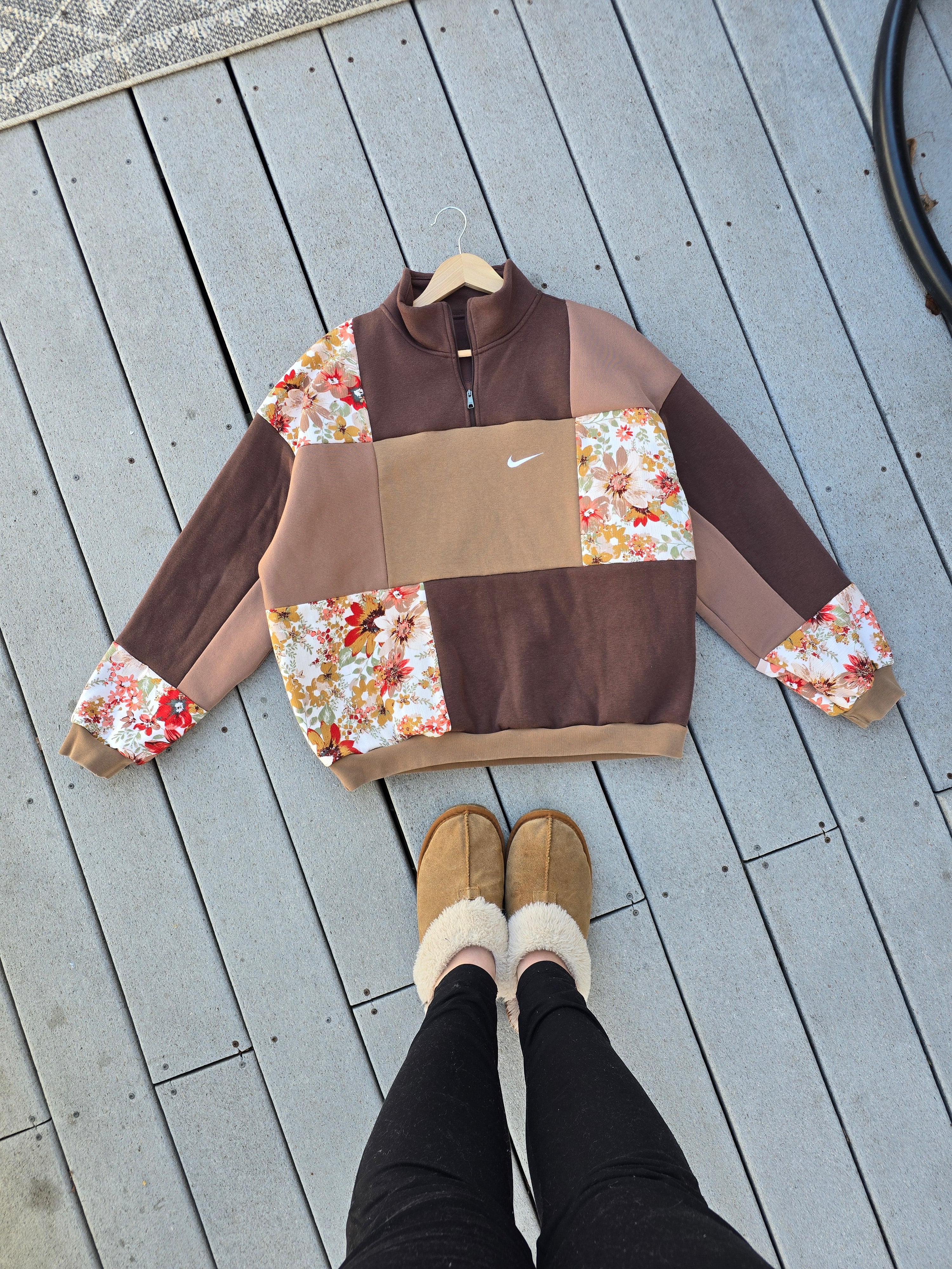 Woodland Daisy Patchwork Hoodie (L)