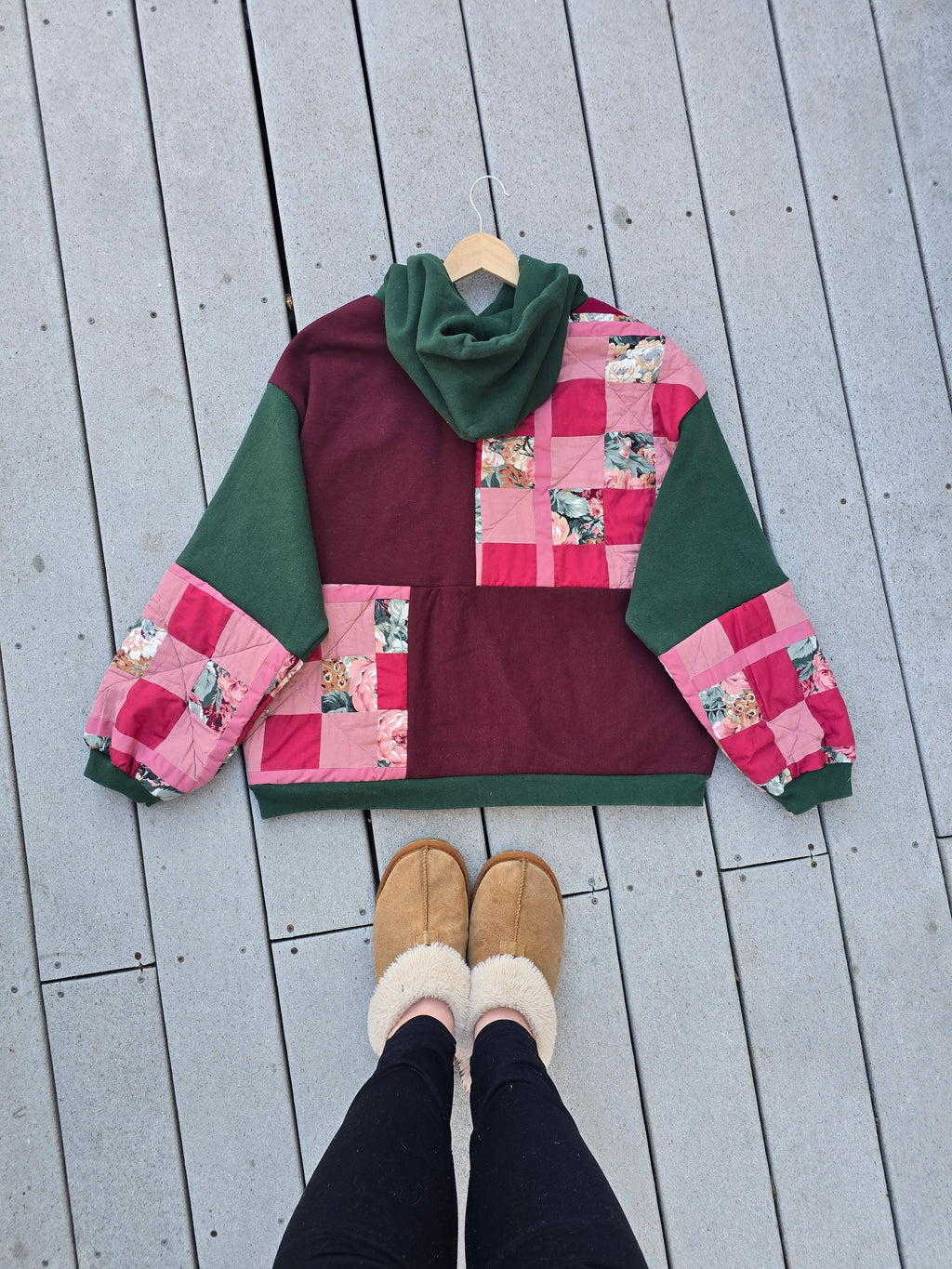 Strawberry Matcha Patchwork Hoodie (XL)