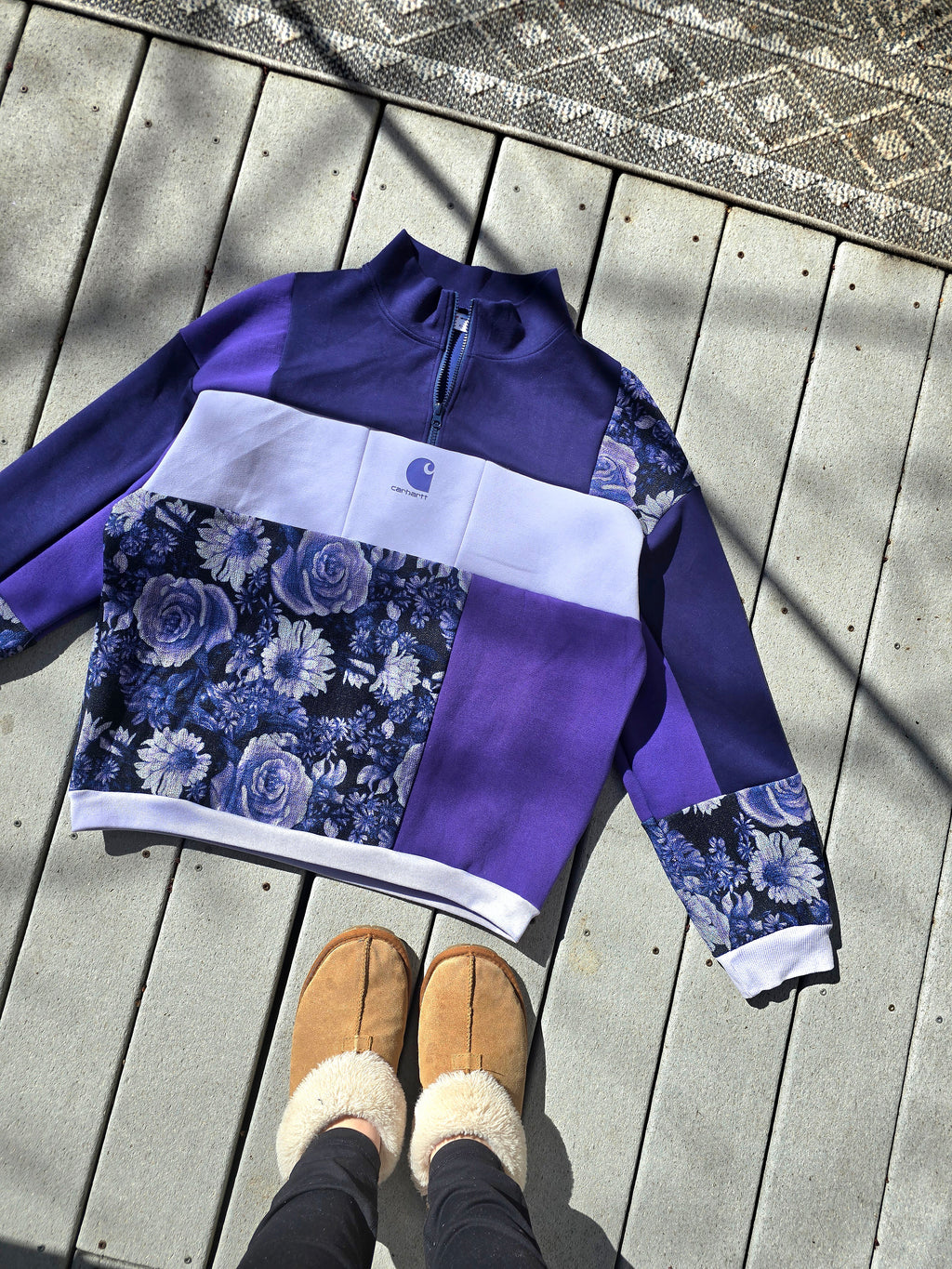Lavender Rose Patchwork Quarter Zip (L)