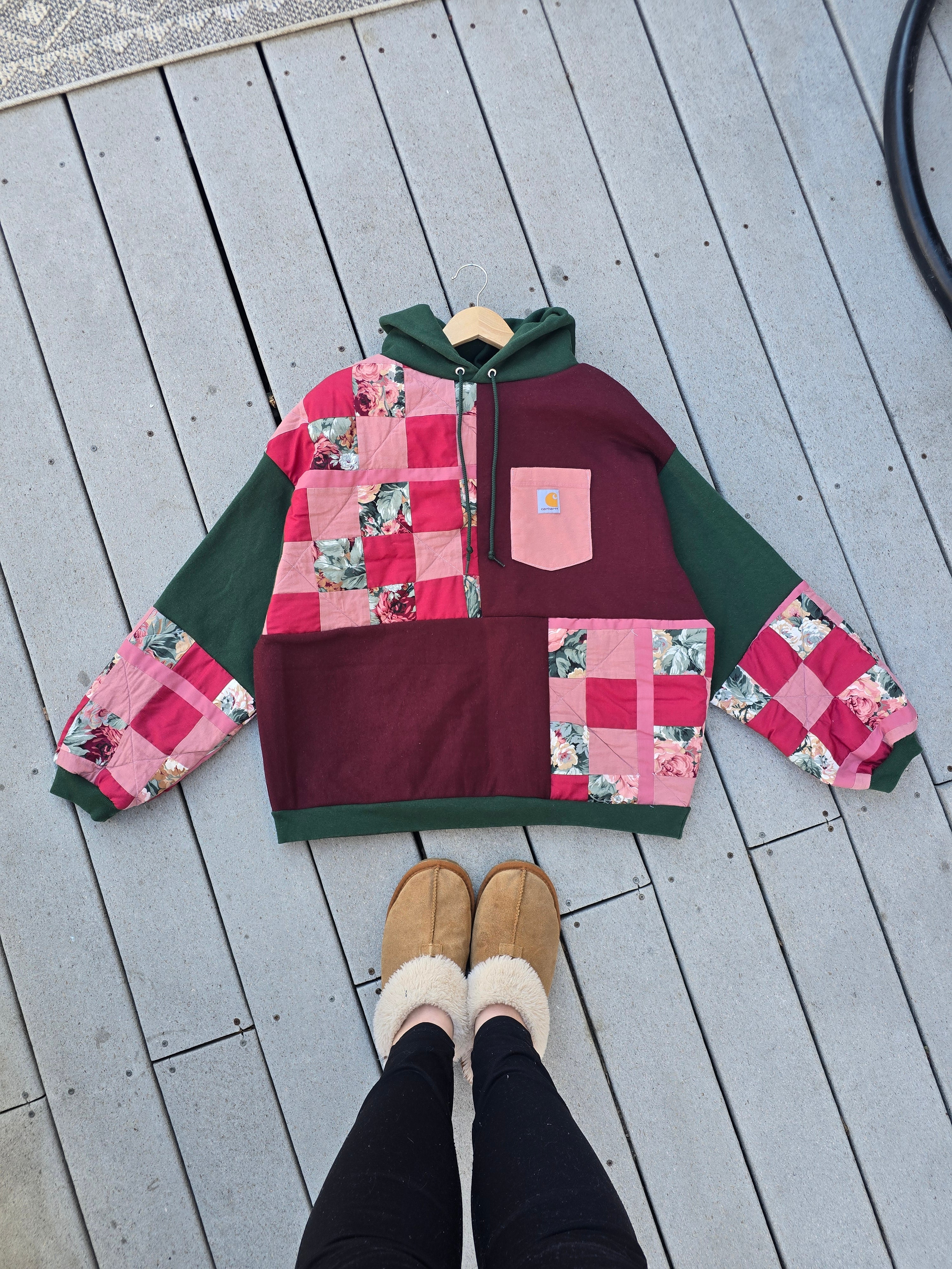 Strawberry Matcha Patchwork Hoodie (XL)