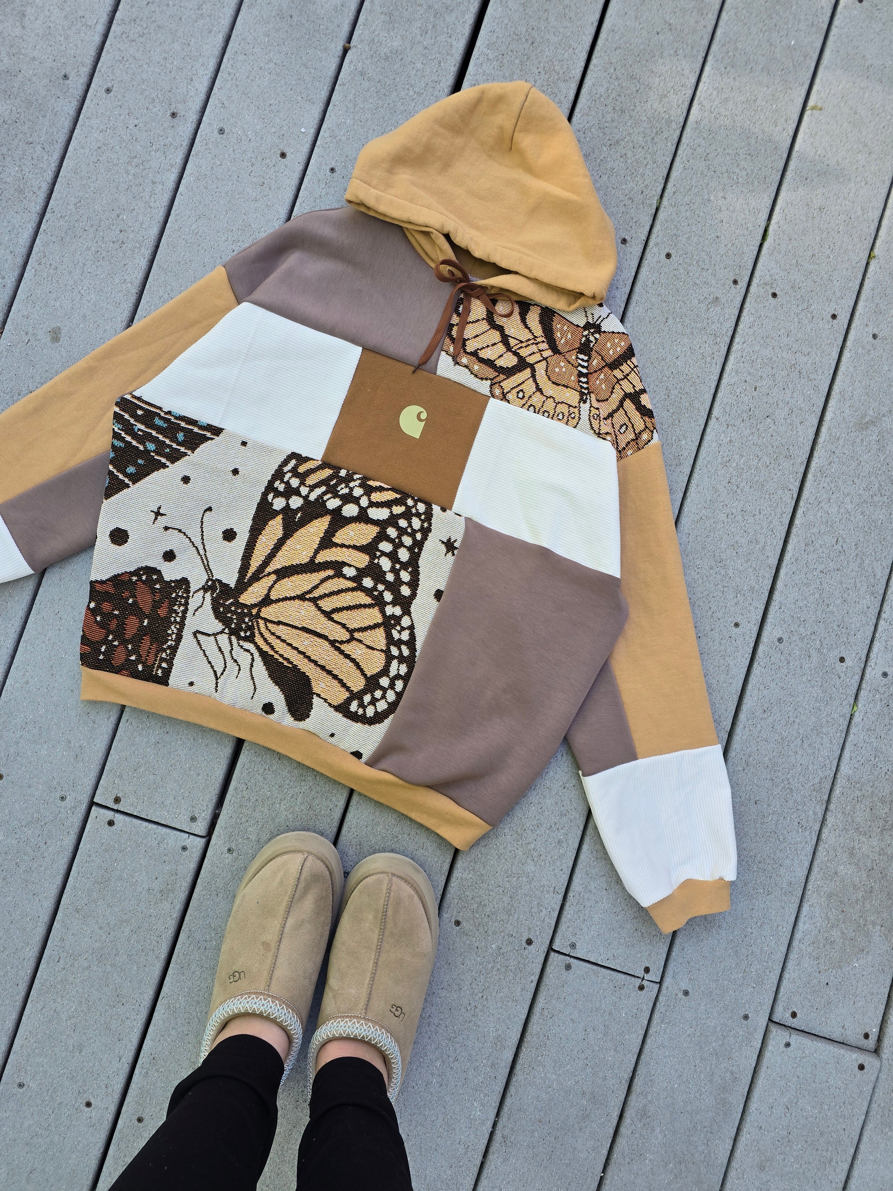 Monarch Meadow Patchwork Hoodie 🦋💫 (XL)