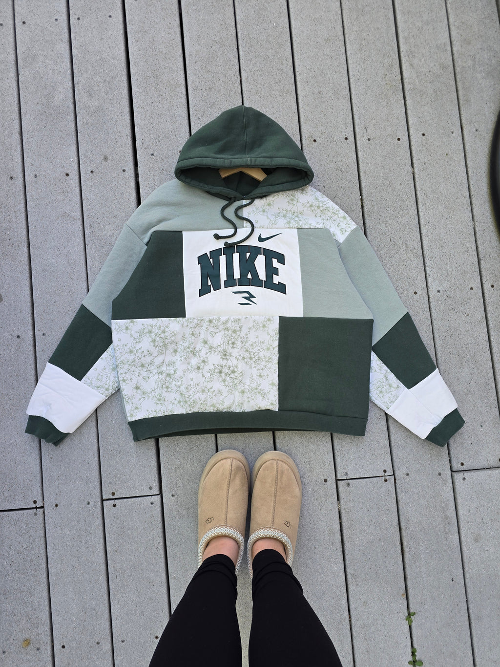 Sage & Wildflowers Patchwork Hoodie (L/XL)
