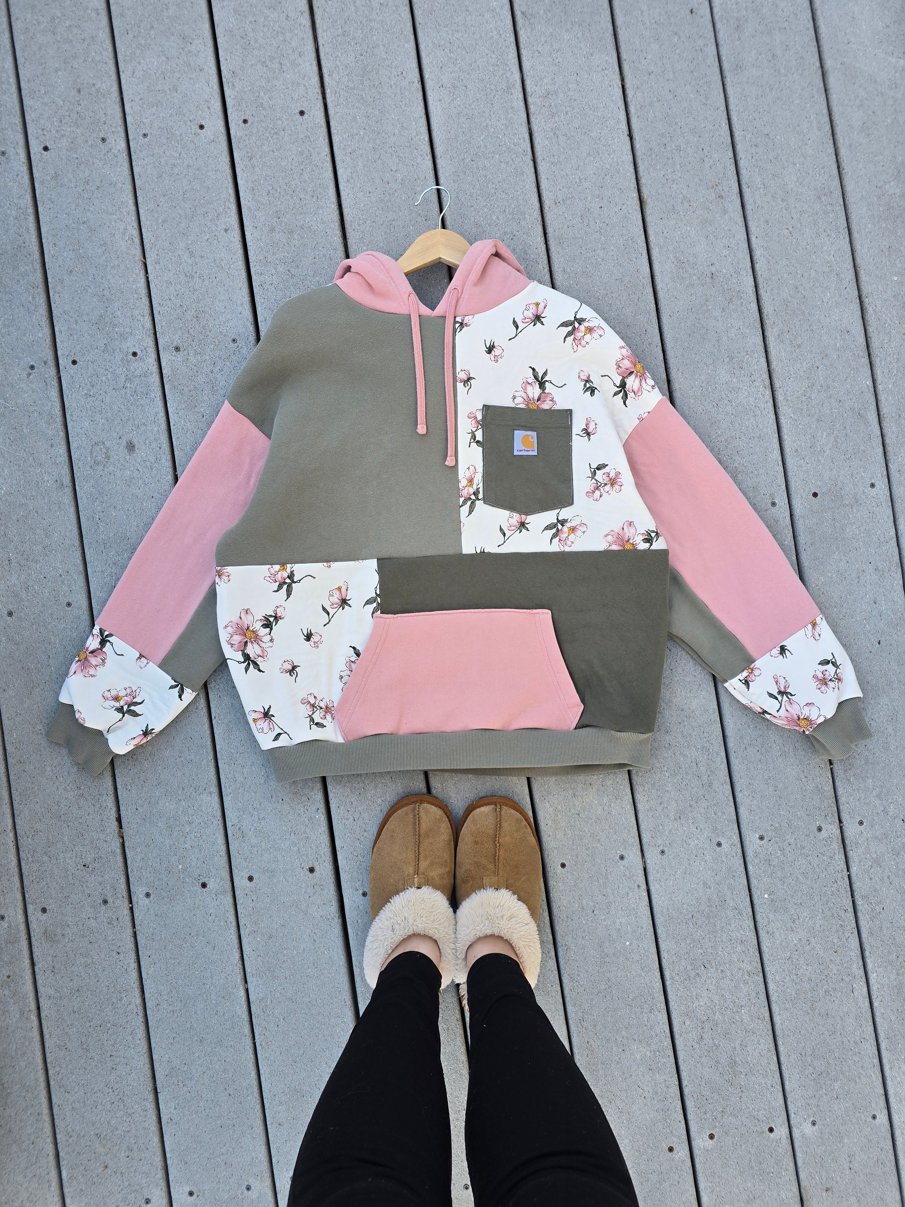 Sage Blossom Patchwork Hoodie (XL)