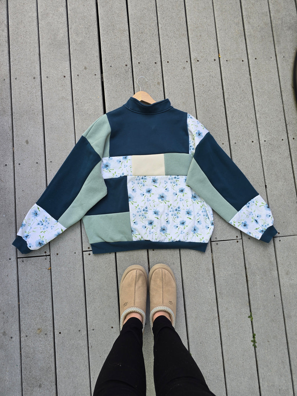 Twilight Bloom Patchwork Quarter Zip (L/XL)