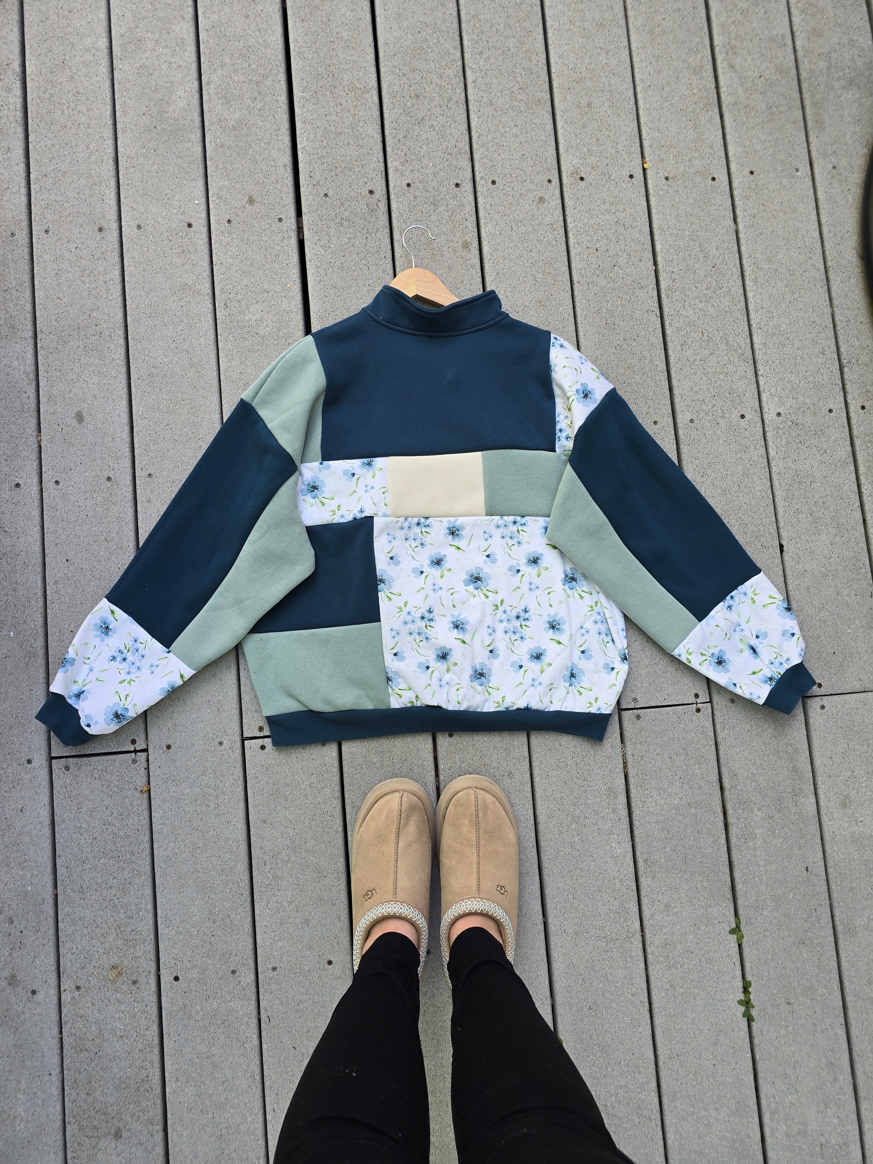 Twilight Bloom Patchwork Quarter Zip (L/XL)