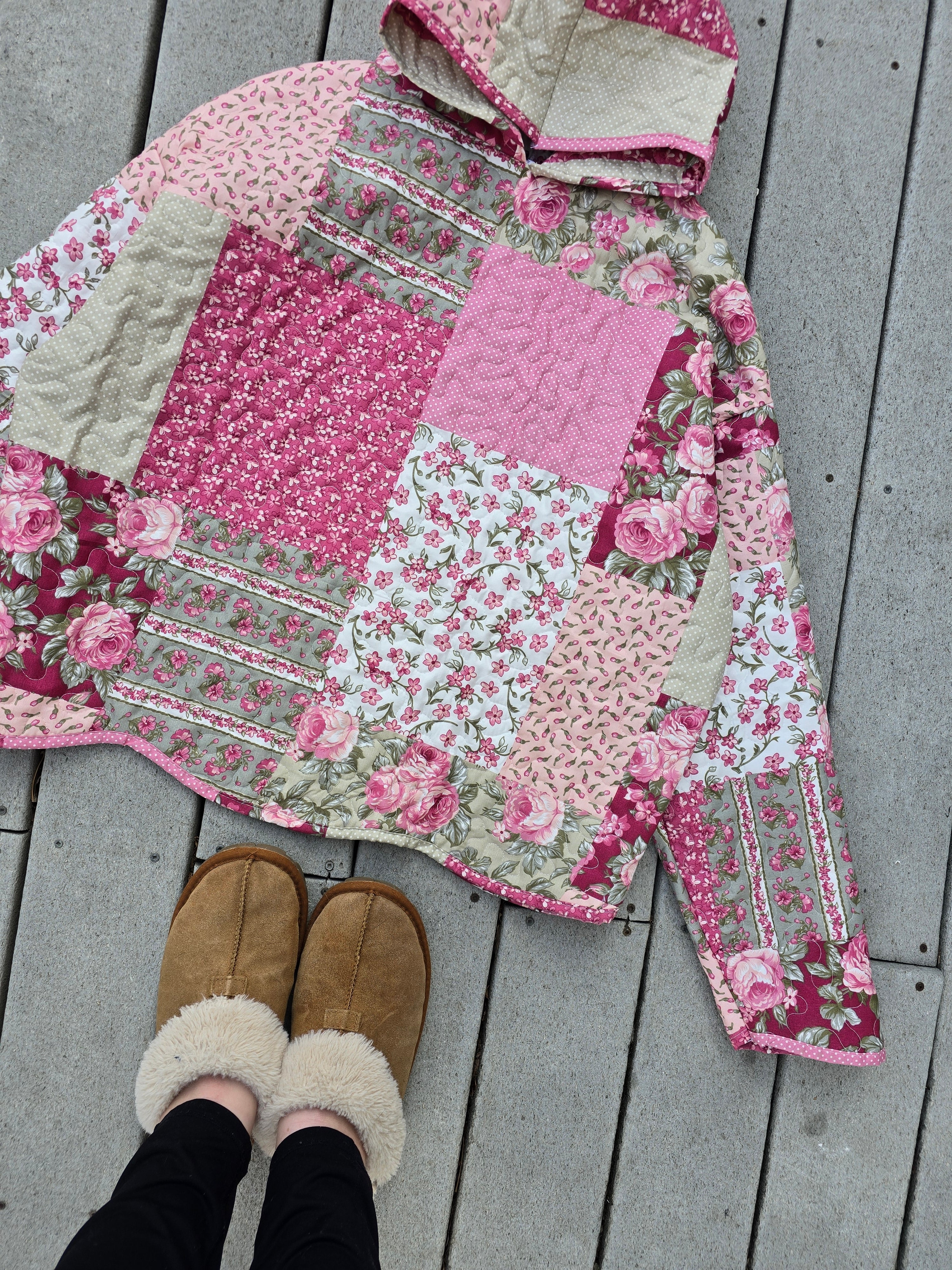Pink Petal Quilted Hoodie (XL)