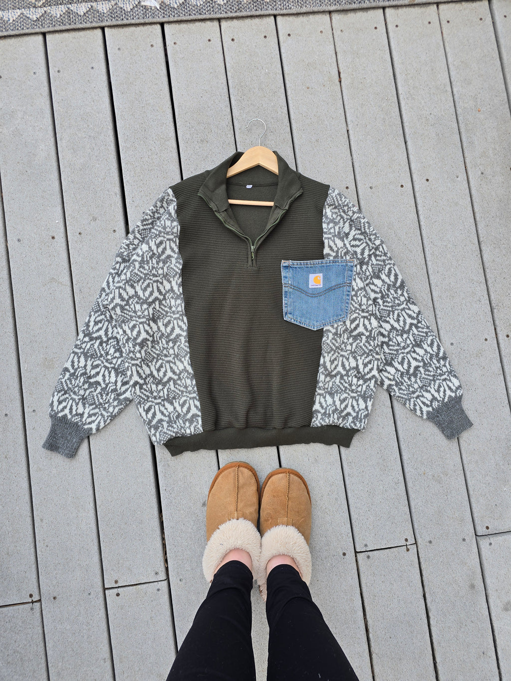 Olive Green Denim Pocket Rework (XL)