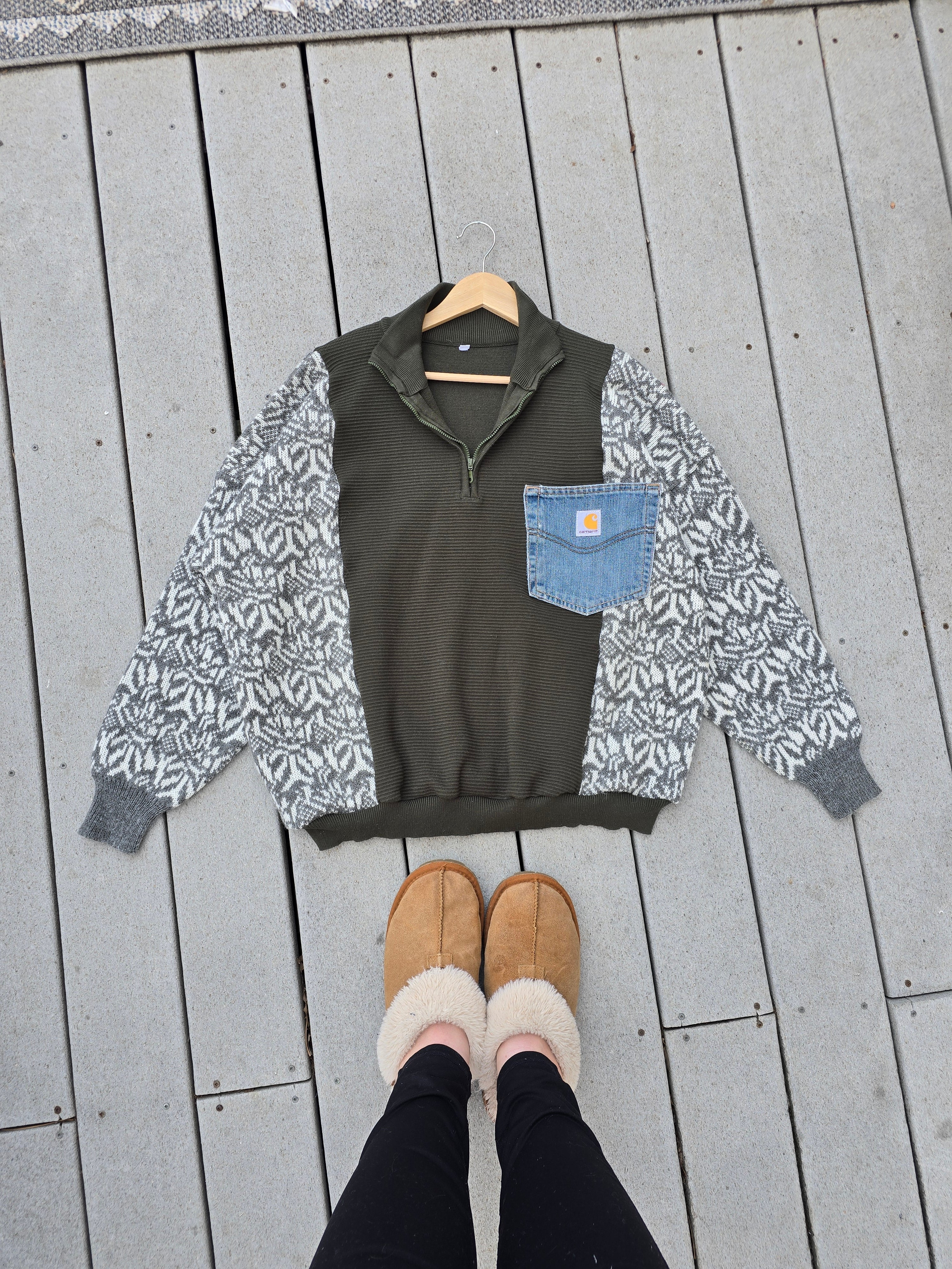 Olive Green Denim Pocket Rework (XL)