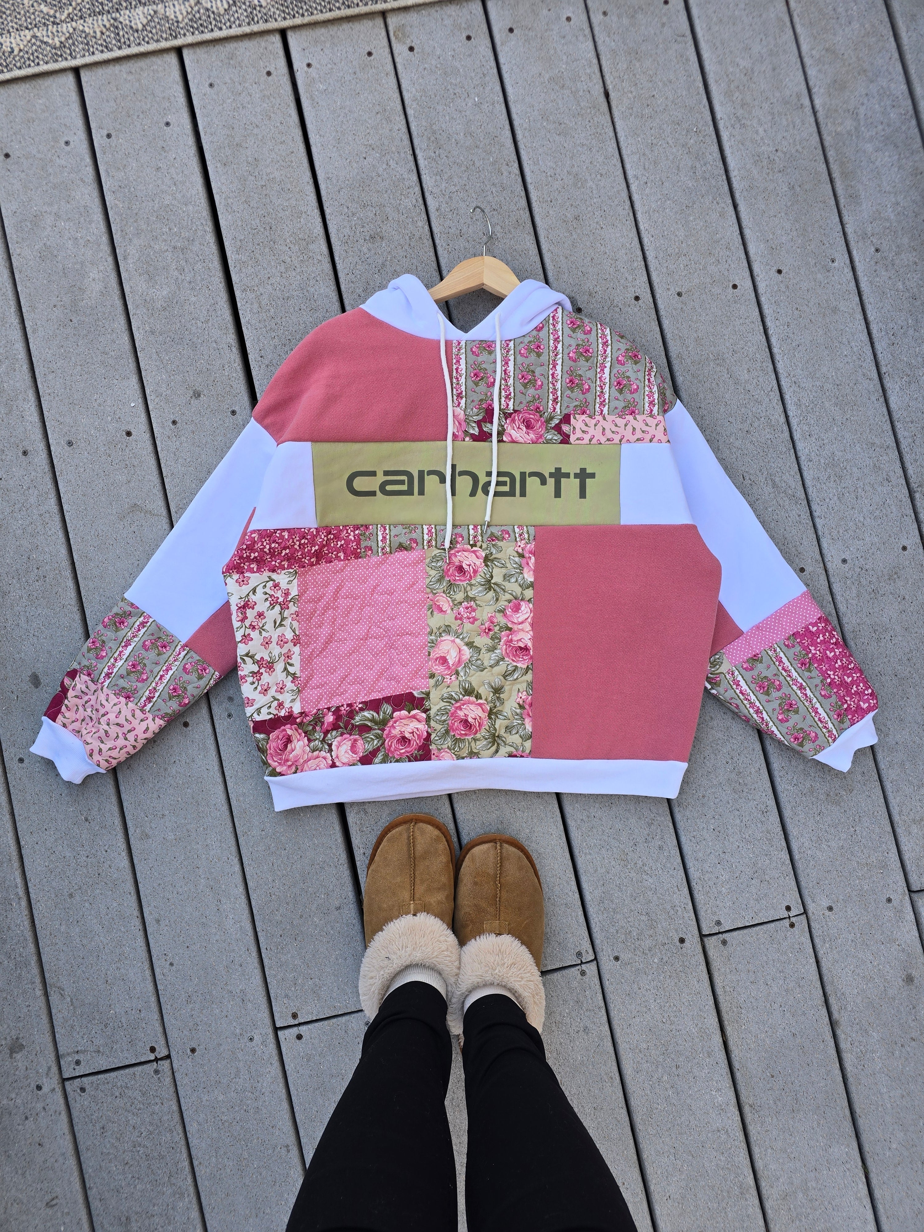 Strawberry Matcha Patchwork Hoodie (XL)