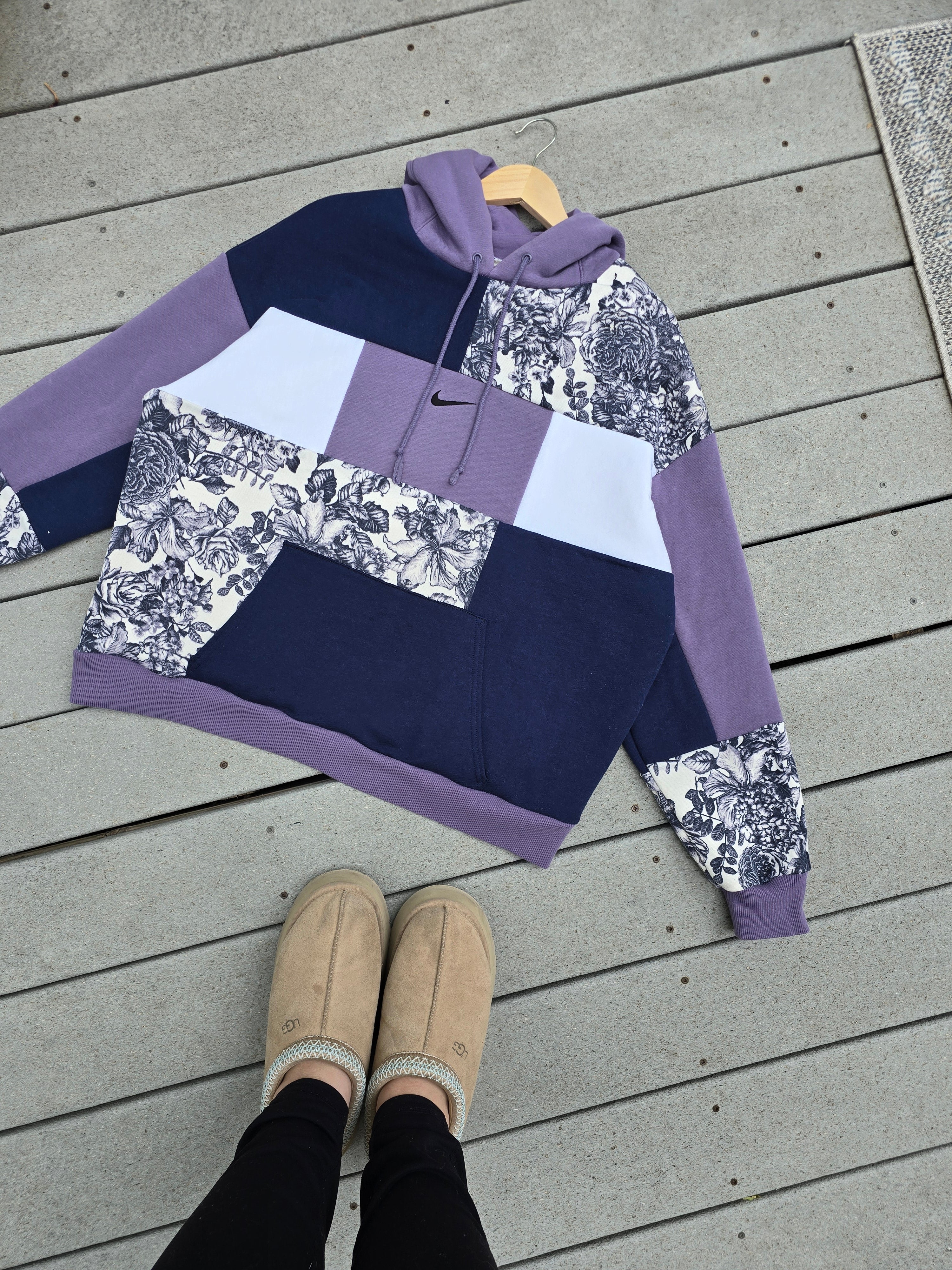 Lavender Rose Patchwork Hoodie  (XL)