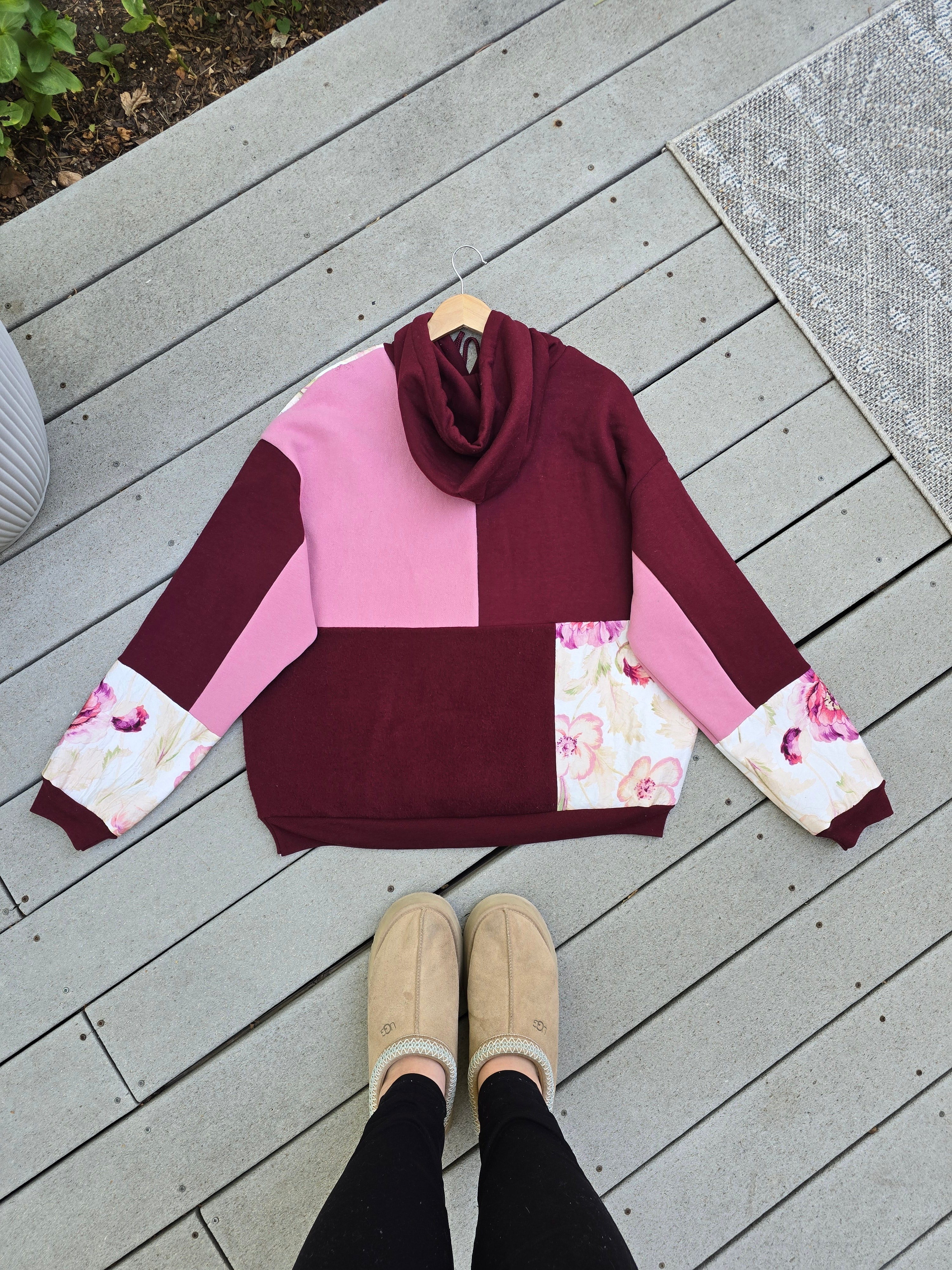 Wine & Wildflowers Patchwork Hoodie ✨️ (XL)
